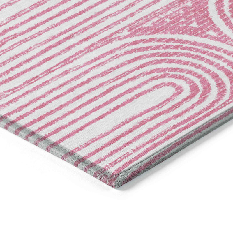 3' X 5' Blush Abstract Washable Non Skid Indoor Outdoor Area Rug