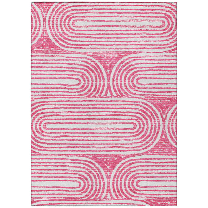 3' X 5' Blush Abstract Washable Non Skid Indoor Outdoor Area Rug