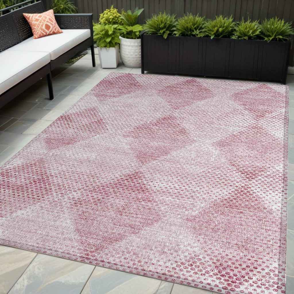 5' X 8' Merlot Geometric Washable Non Skid Indoor Outdoor Area Rug