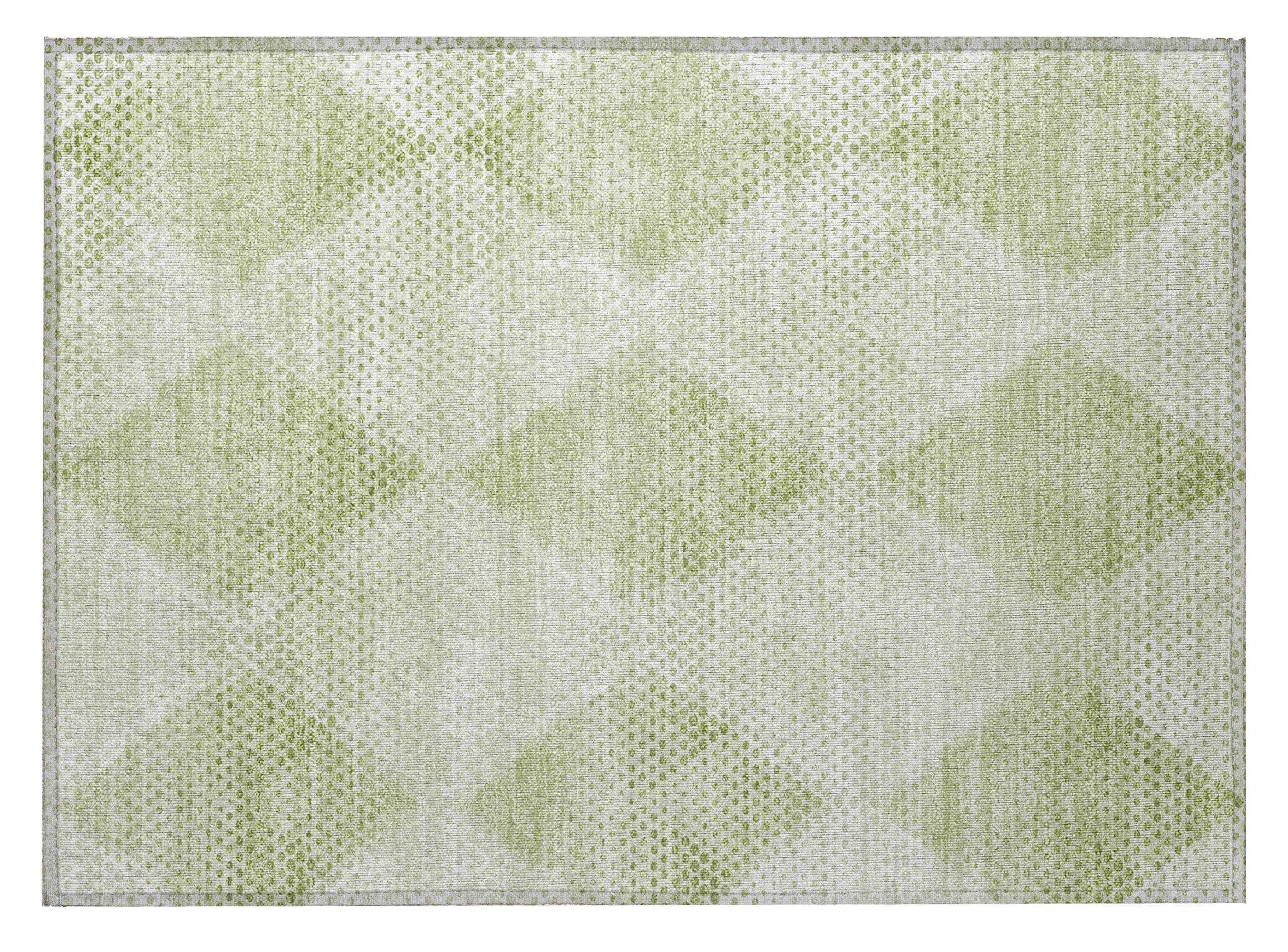 2' X 3' Mint Green Geometric Washable Non Skid Indoor Outdoor Area Rug