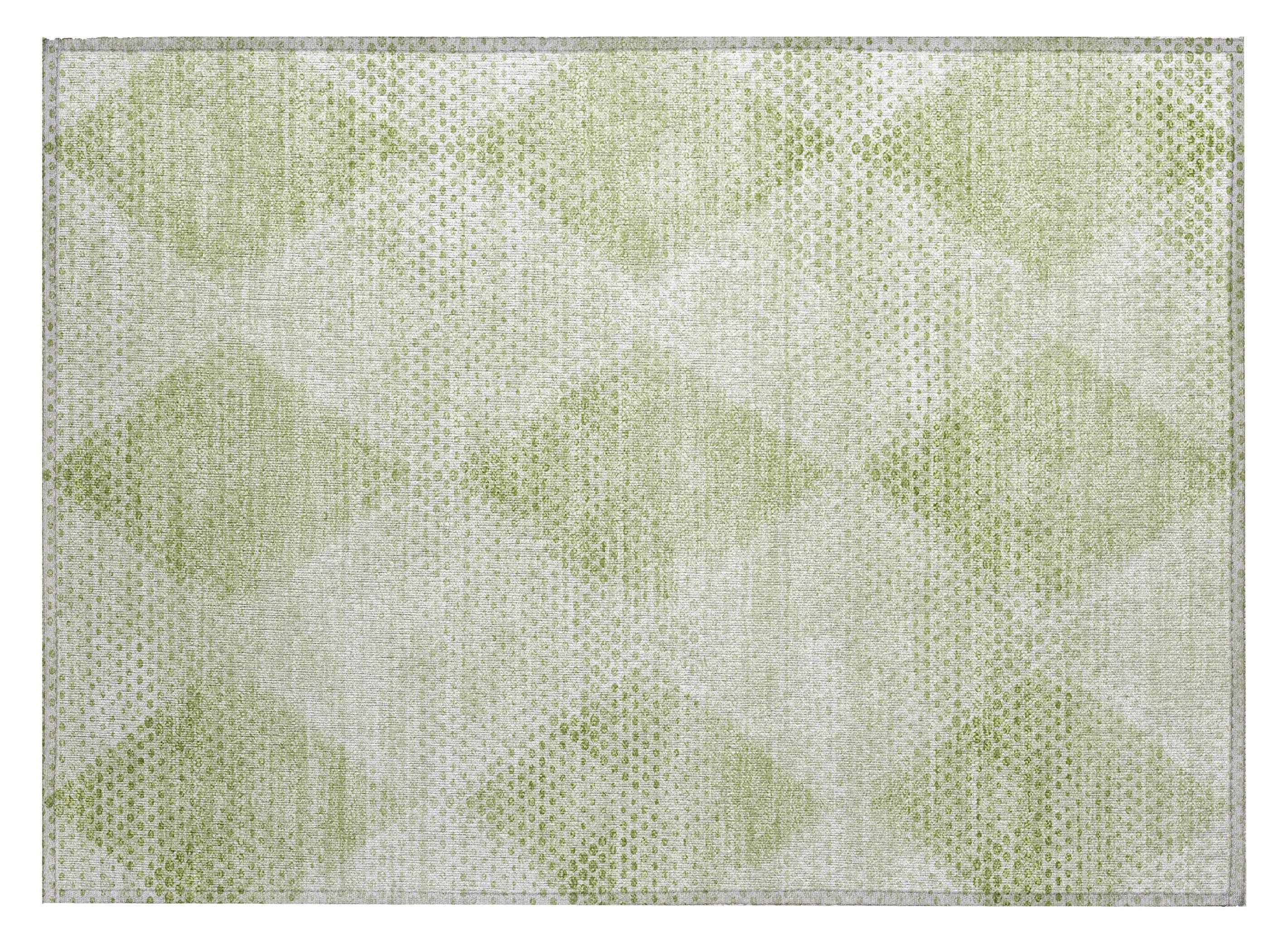 2' X 3' Mint Green Geometric Washable Non Skid Indoor Outdoor Area Rug