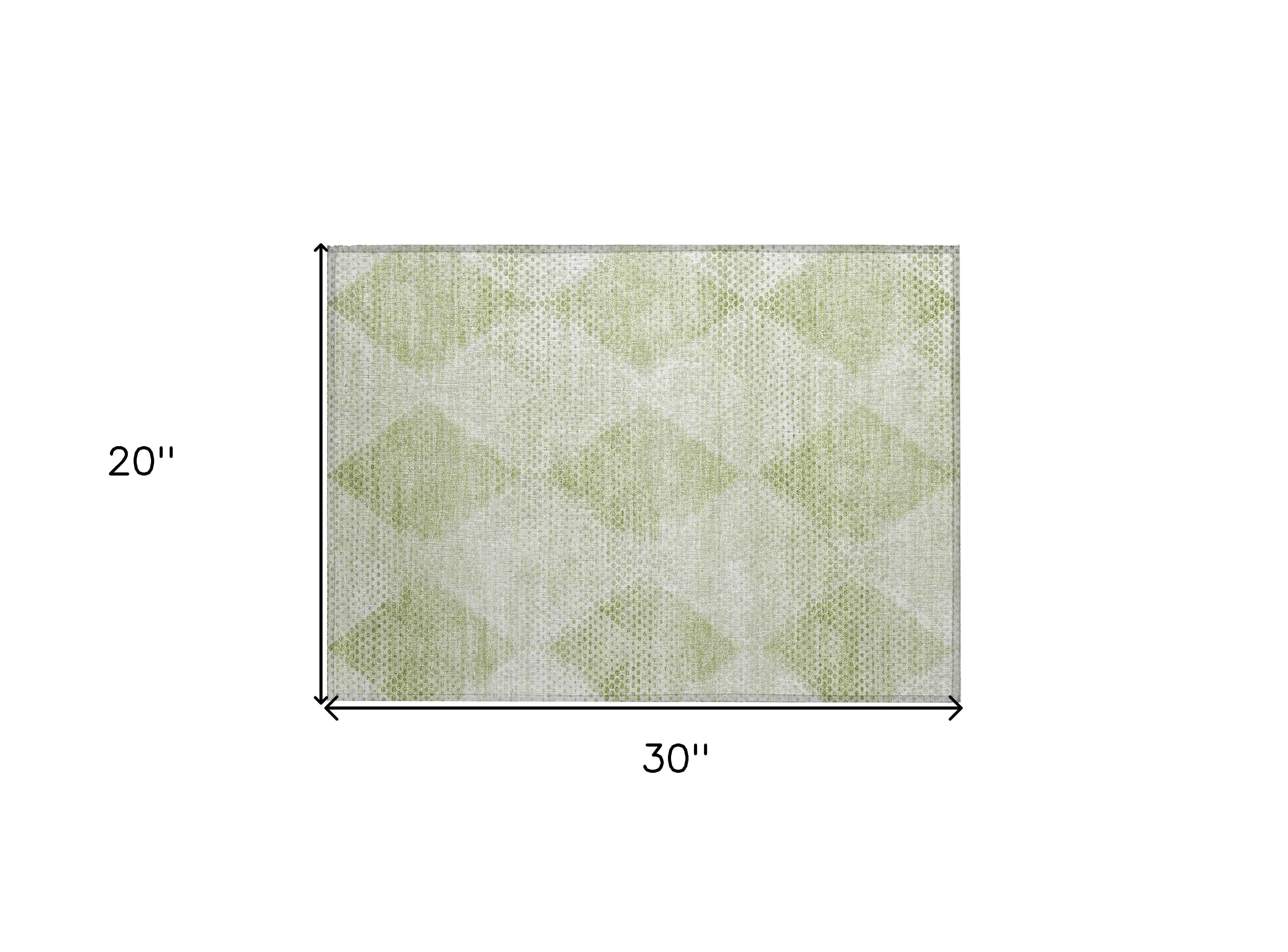 2' X 3' Mint Green Geometric Washable Non Skid Indoor Outdoor Area Rug