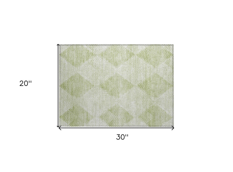 2' X 3' Mint Green Geometric Washable Non Skid Indoor Outdoor Area Rug