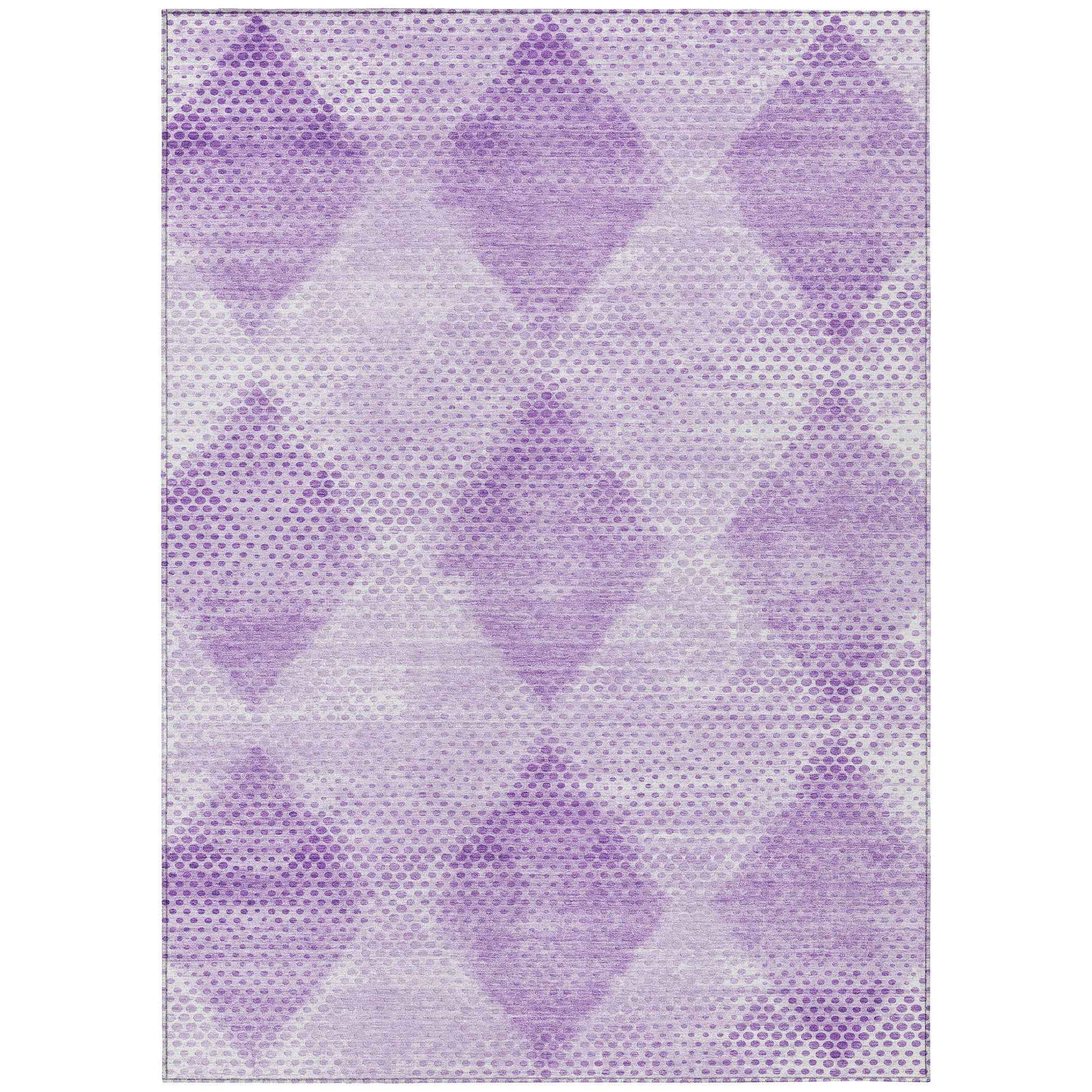 5' X 8' Lavender Geometric Washable Non Skid Indoor Outdoor Area Rug