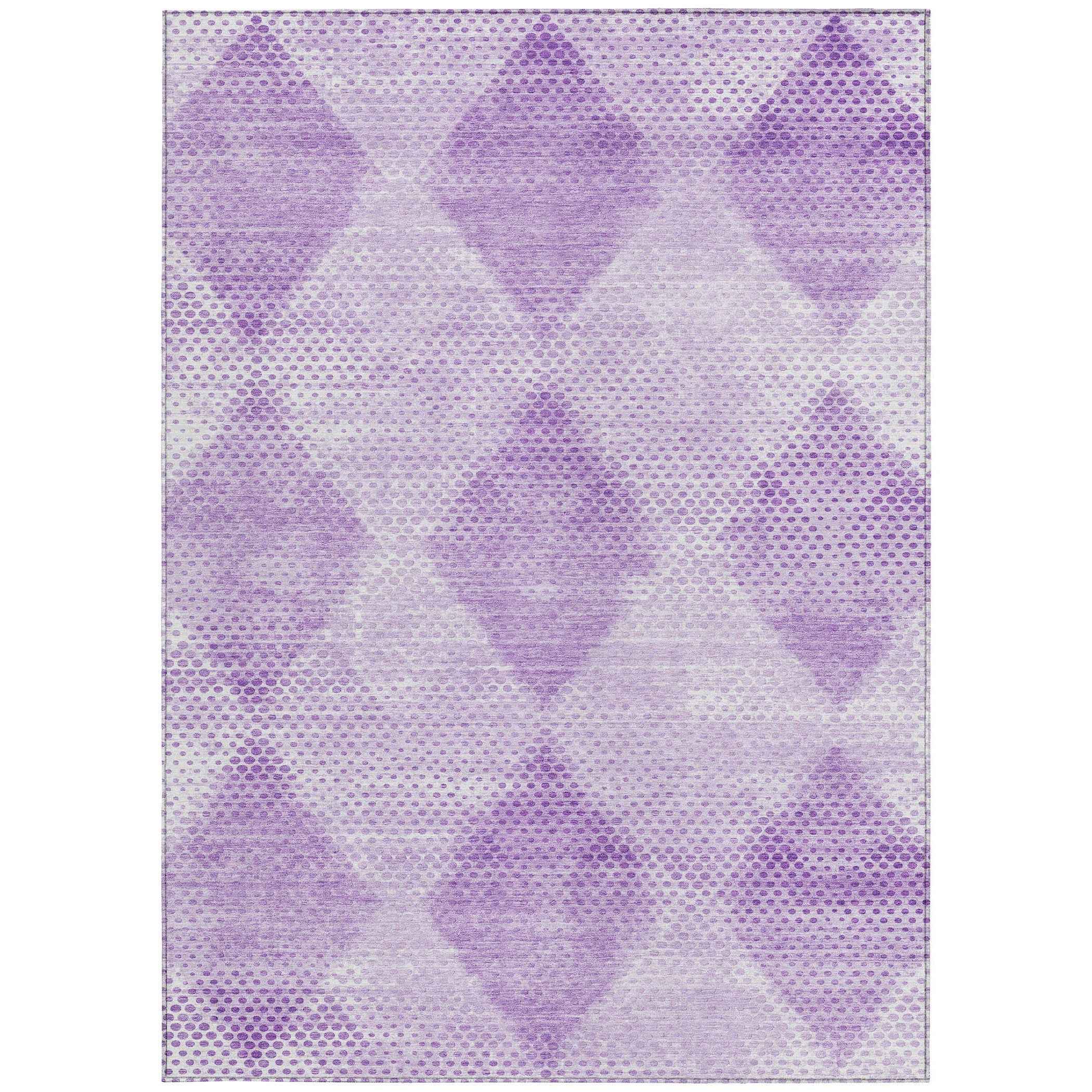 5' X 8' Lavender Geometric Washable Non Skid Indoor Outdoor Area Rug