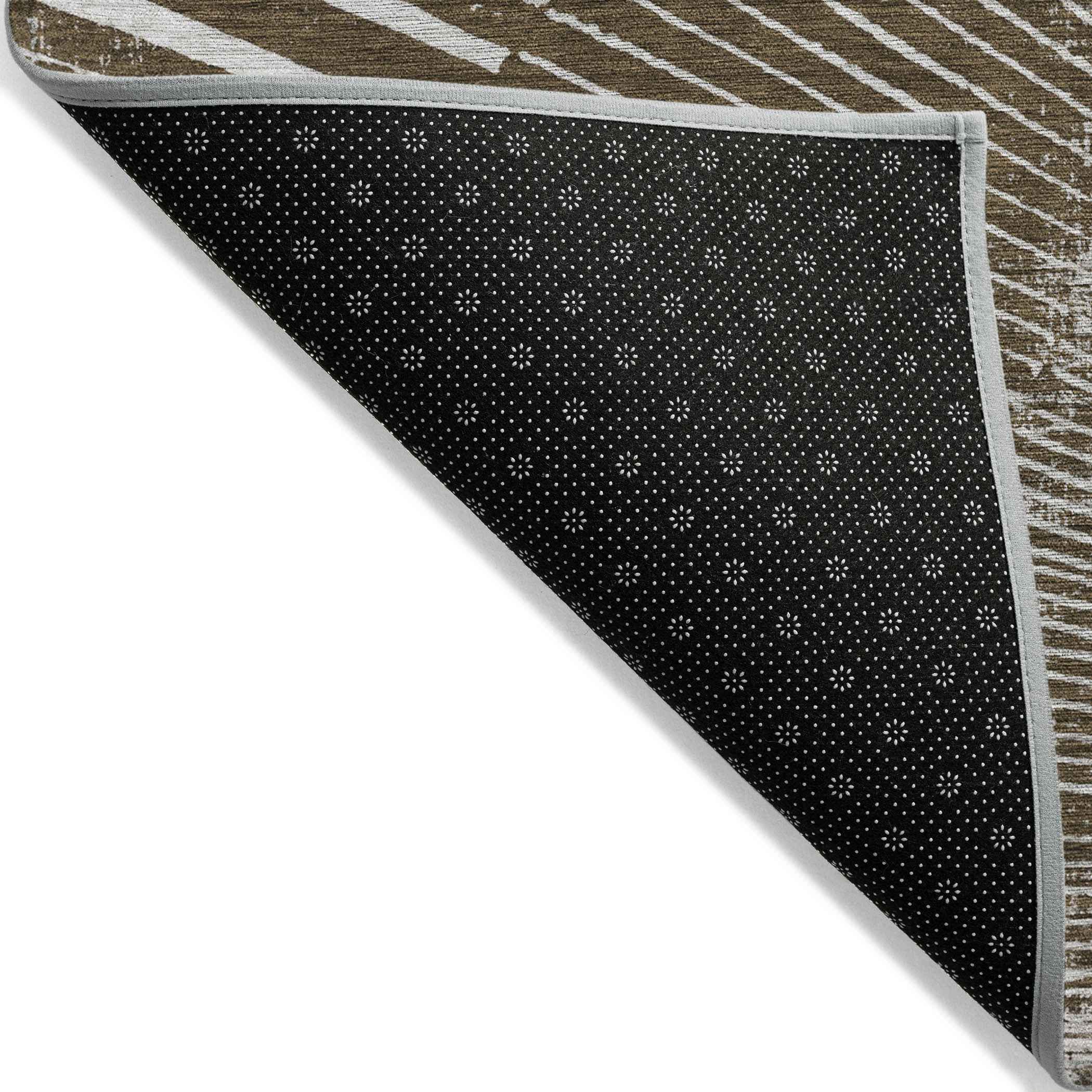 8' Round Chocolate Round Abstract Washable Non Skid Indoor Outdoor Area Rug