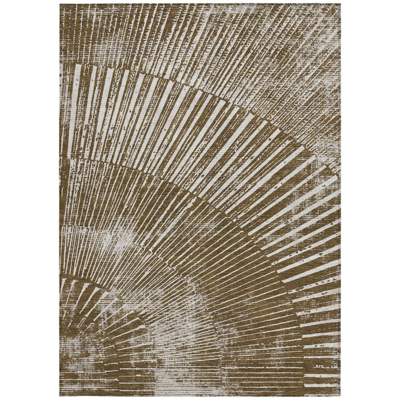 9' X 12' Chocolate Abstract Washable Non Skid Indoor Outdoor Area Rug