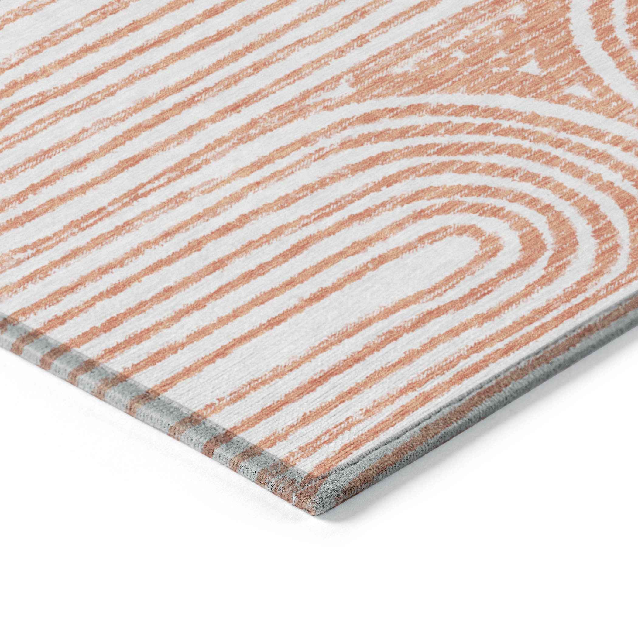 2' X 3' Orange and Ivory Abstract Washable Non Skid Indoor Outdoor Area Rug