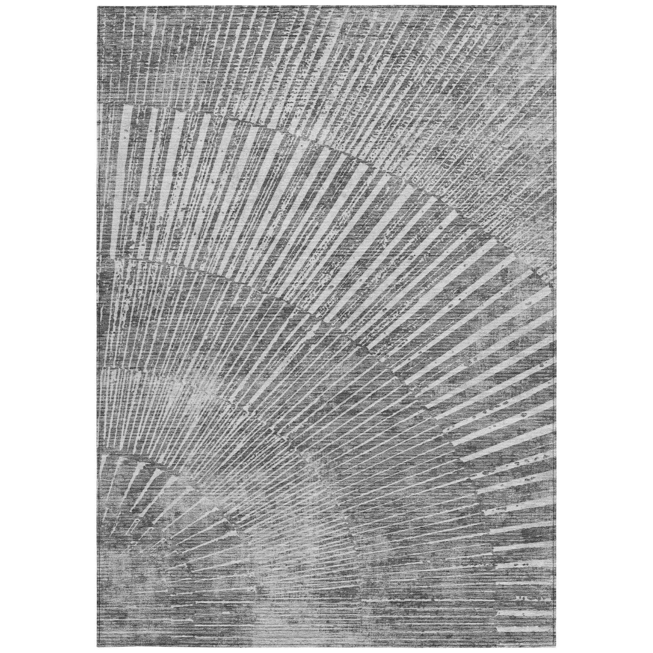 3' X 5' Gray and Ivory Abstract Washable Non Skid Indoor Outdoor Area Rug