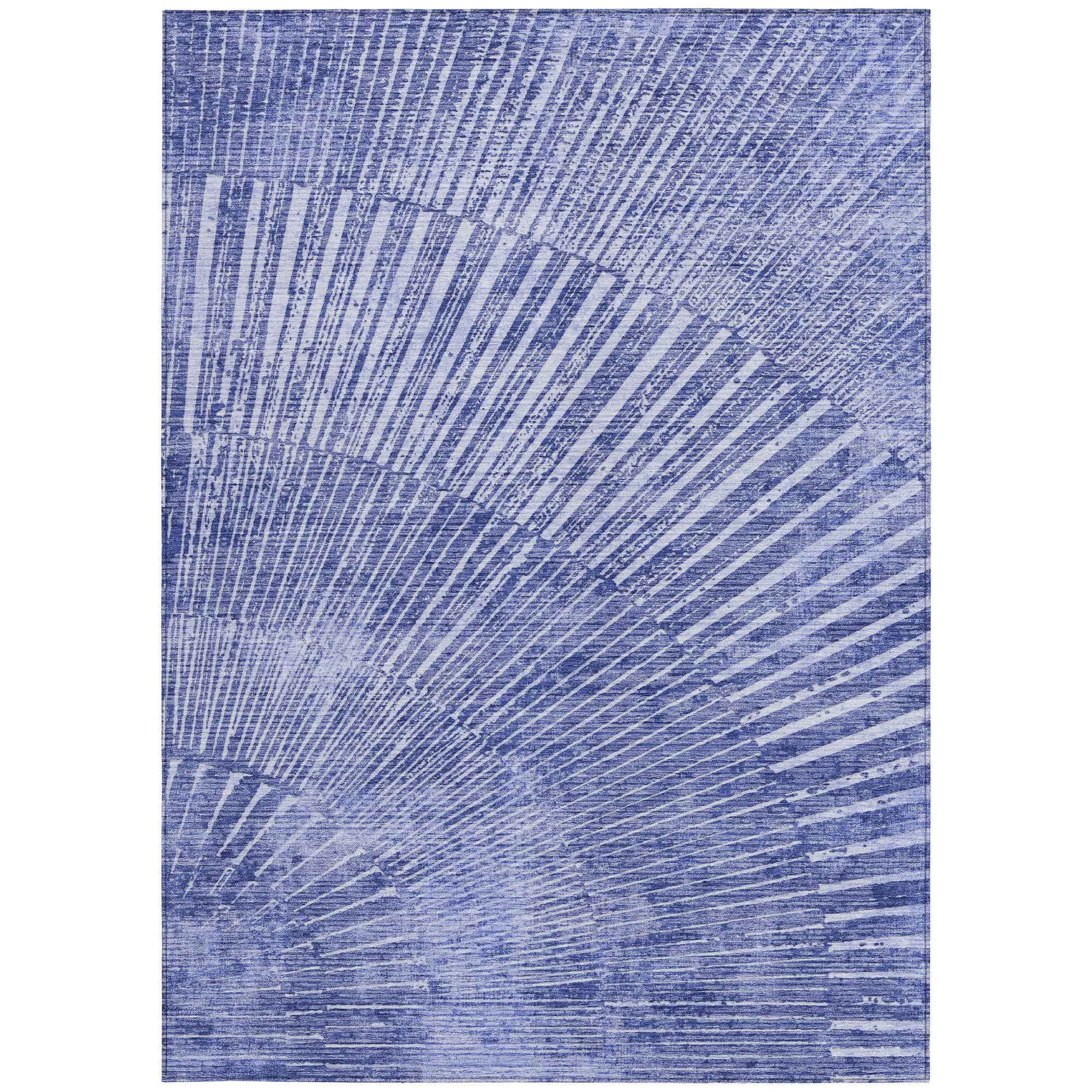 8' X 10' Navy Blue Abstract Washable Non Skid Indoor Outdoor Area Rug