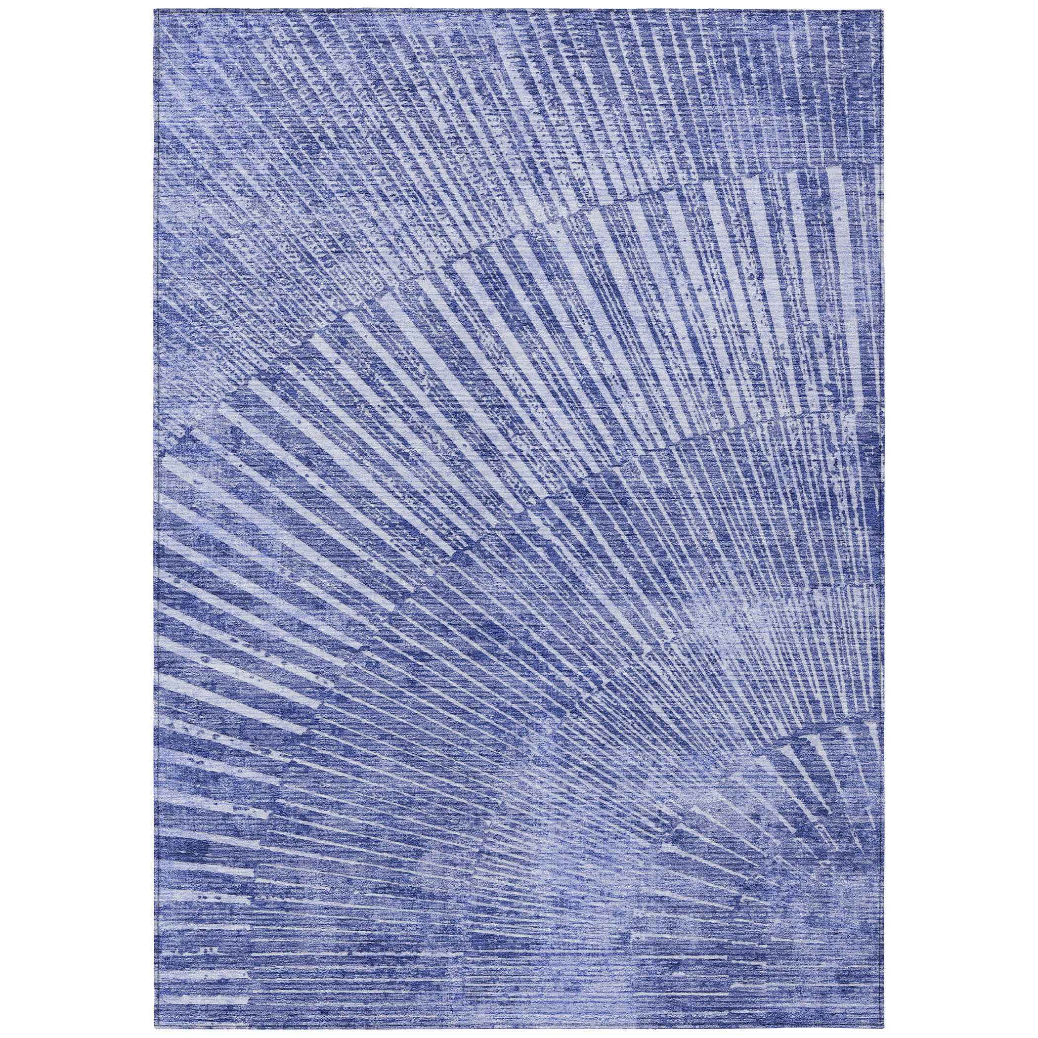 8' X 10' Navy Blue Abstract Washable Non Skid Indoor Outdoor Area Rug