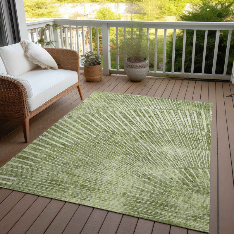 9' X 12' Sage Abstract Washable Non Skid Indoor Outdoor Area Rug