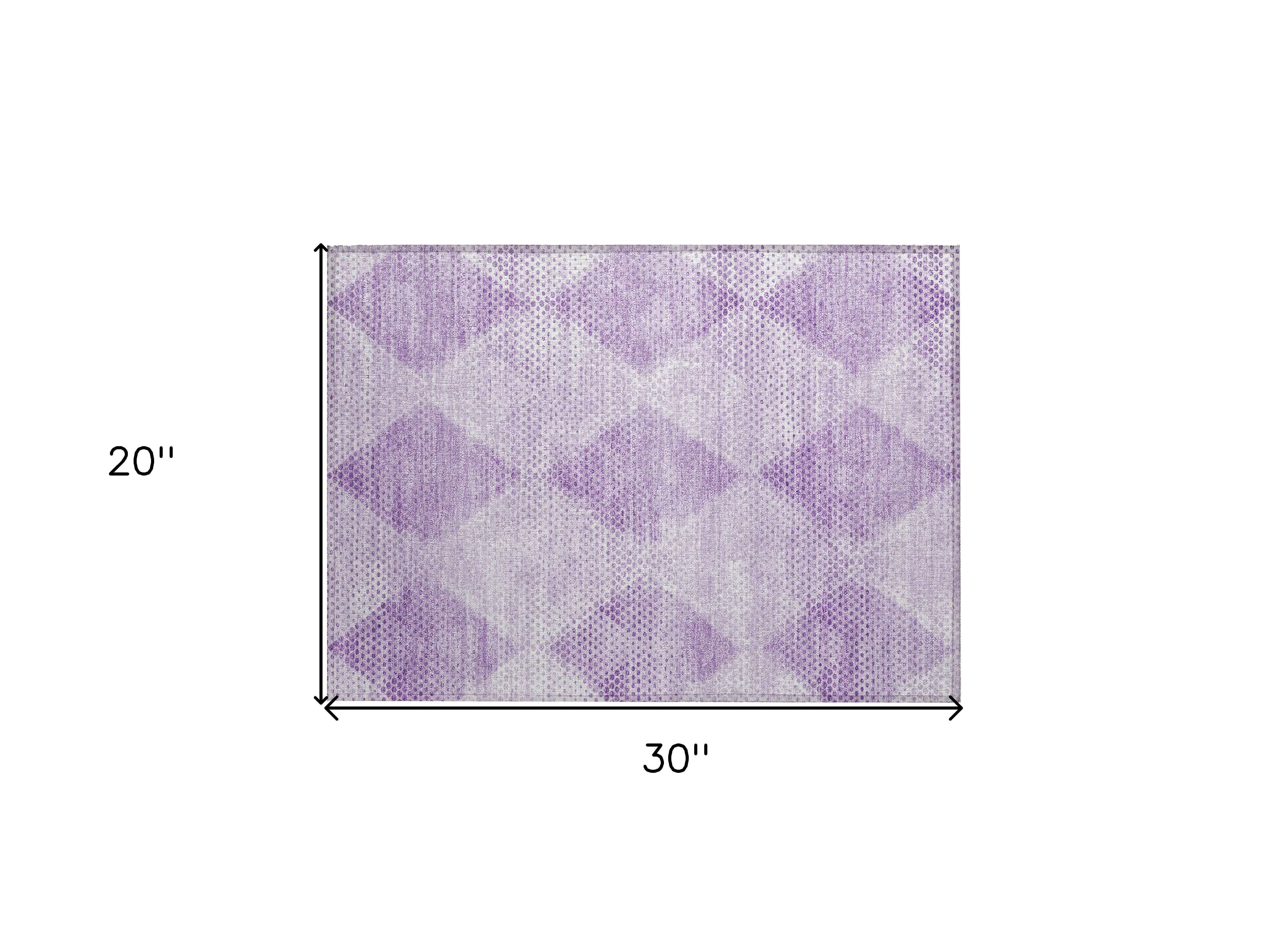 2' X 3' Lavender Geometric Washable Non Skid Indoor Outdoor Area Rug