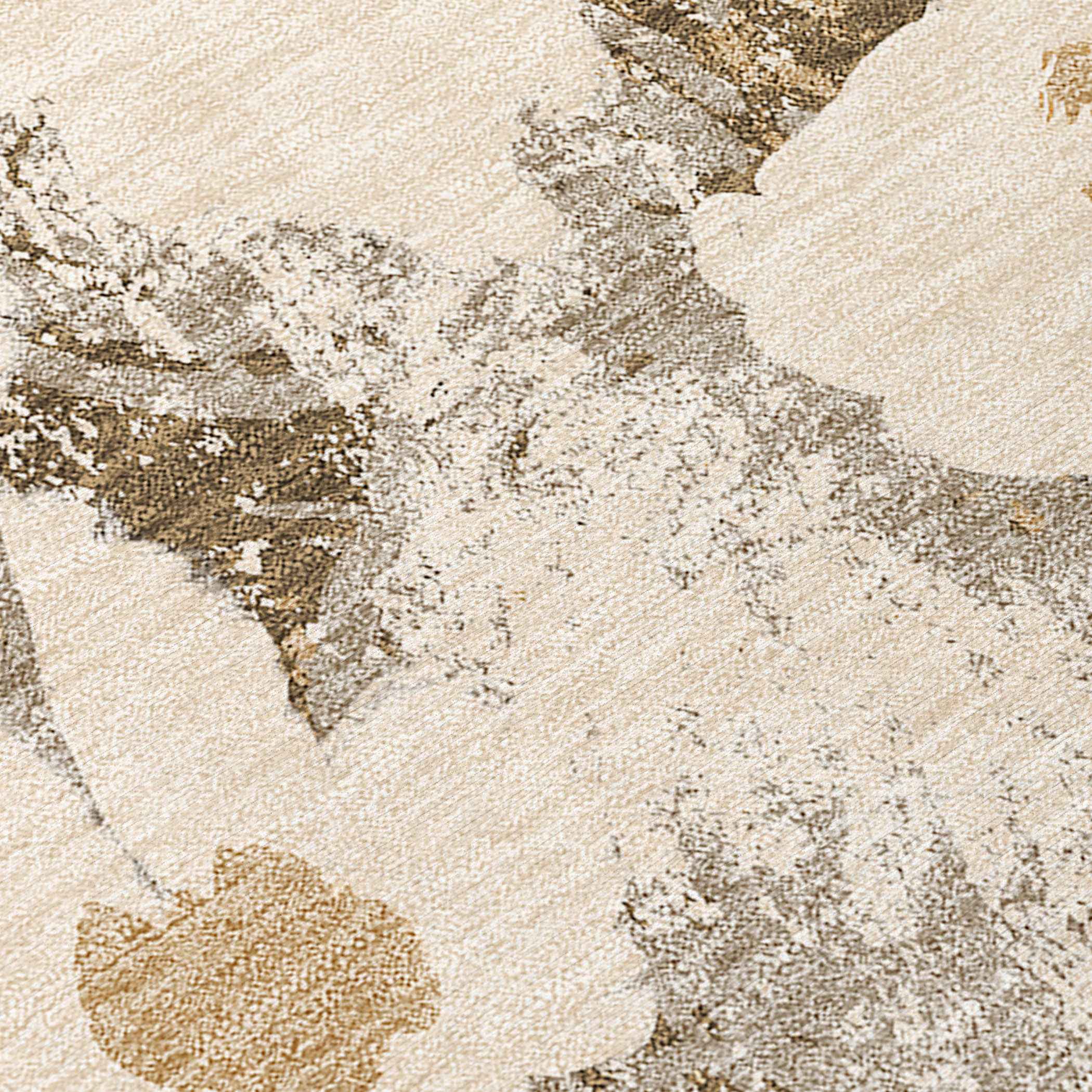 10' X 14' Khaki Floral Washable Non Skid Indoor Outdoor Area Rug