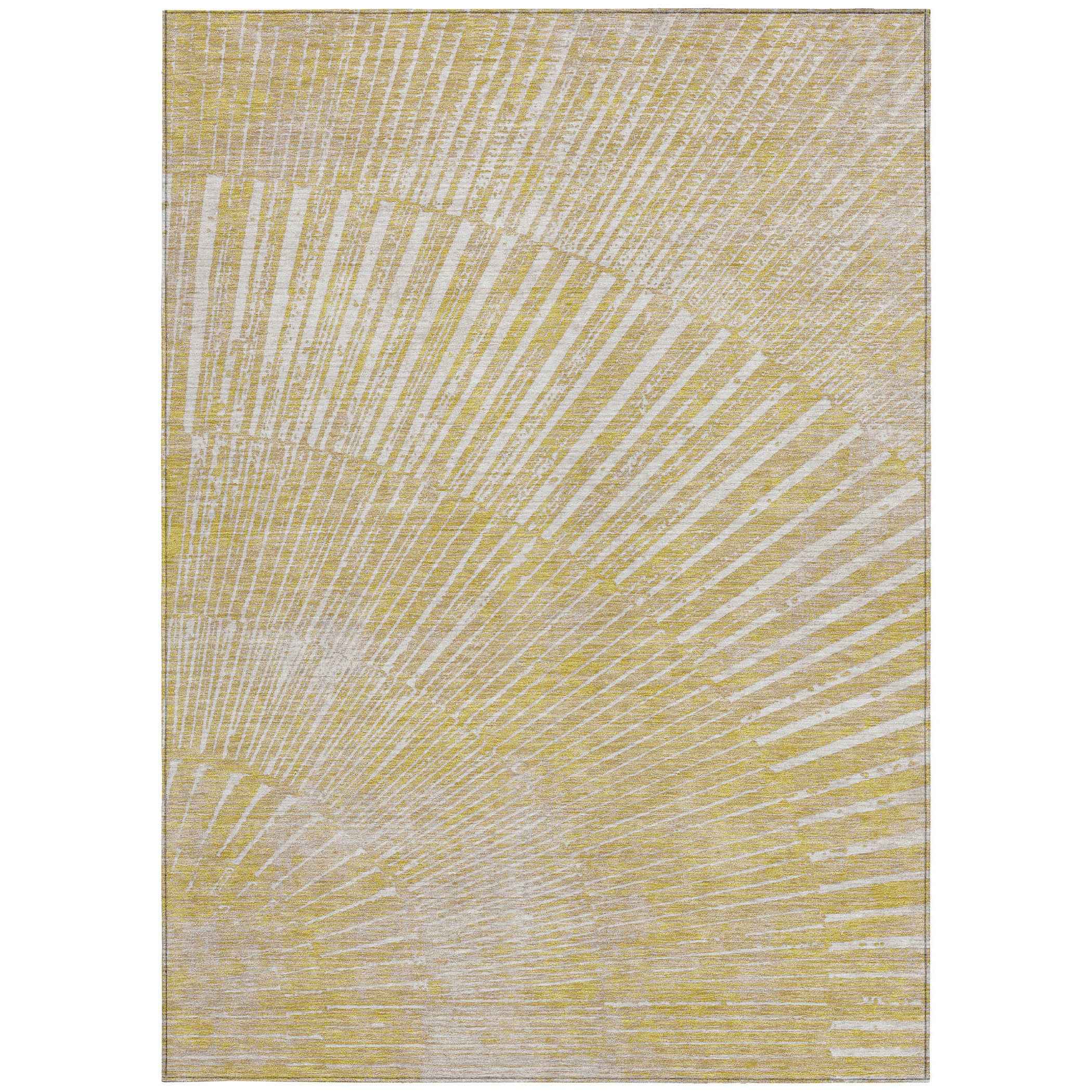 3' X 5' Wheat Abstract Washable Non Skid Indoor Outdoor Area Rug