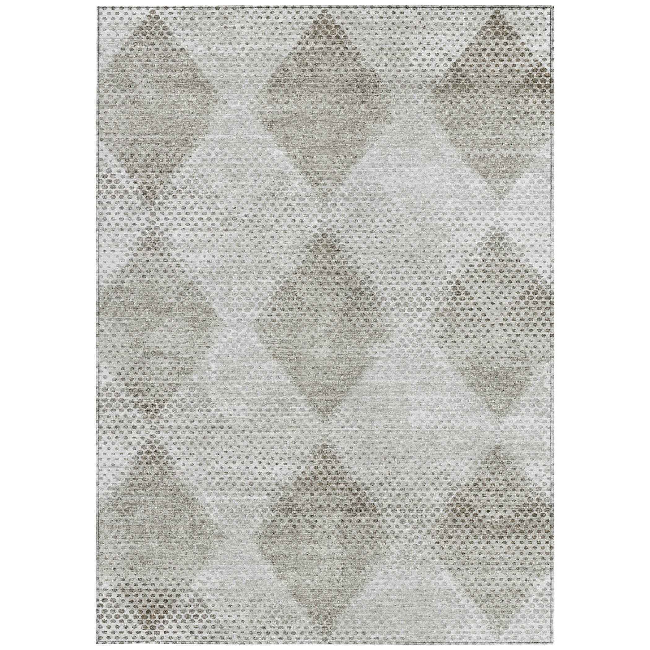 8' X 10' Gray Geometric Washable Non Skid Indoor Outdoor Area Rug
