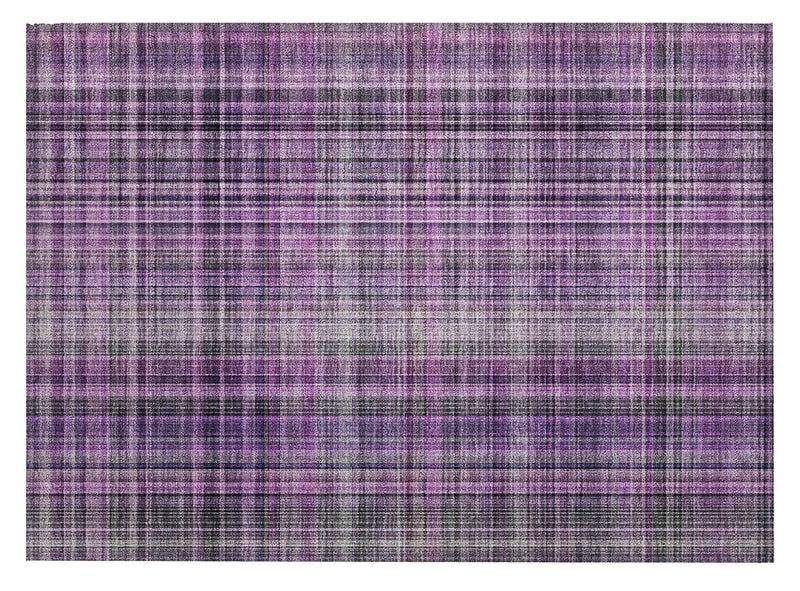 2' X 3' Purple Plaid Washable Non Skid Indoor Outdoor Area Rug