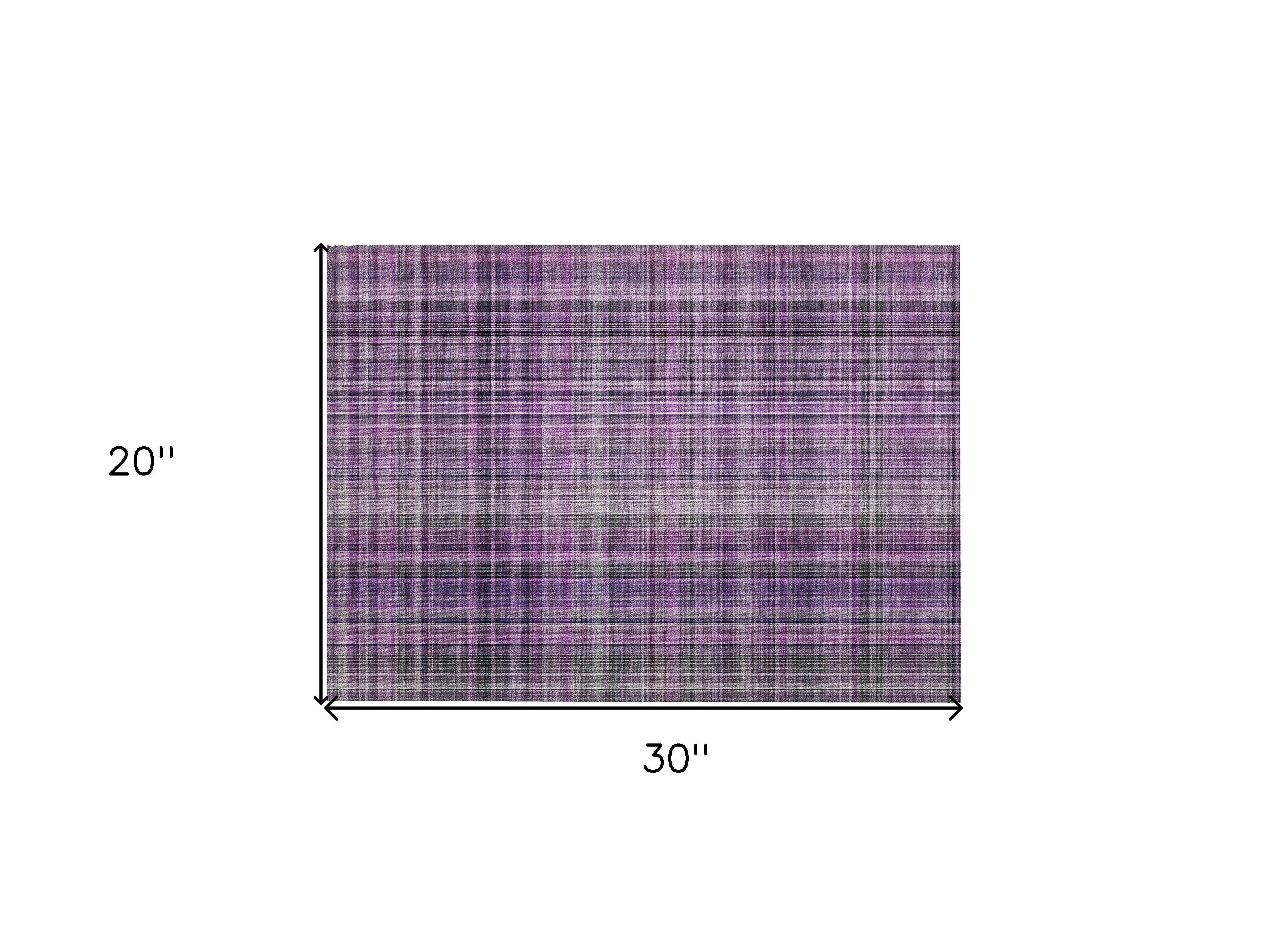 2' X 3' Purple Plaid Washable Non Skid Indoor Outdoor Area Rug