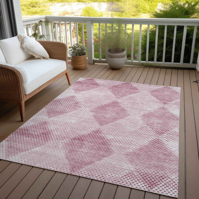 3' X 5' Merlot Geometric Washable Non Skid Indoor Outdoor Area Rug