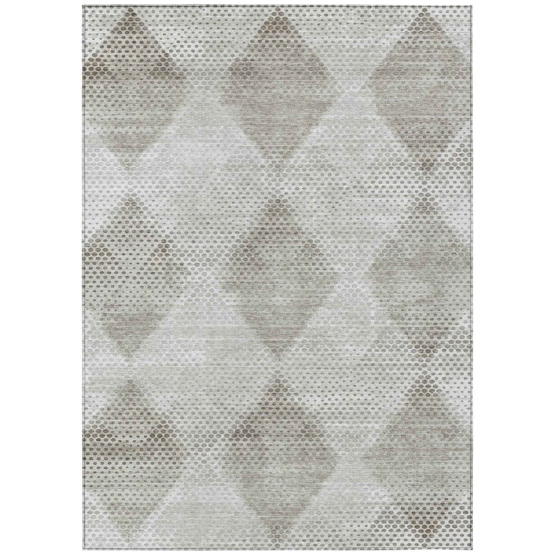 3' X 5' Gray Geometric Washable Non Skid Indoor Outdoor Area Rug