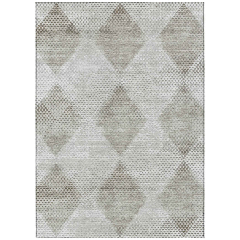 3' X 5' Gray Geometric Washable Non Skid Indoor Outdoor Area Rug