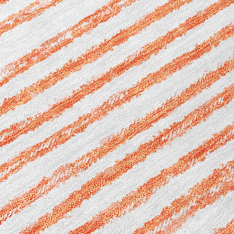 2' X 8' Orange and Ivory Abstract Washable Non Skid Indoor Outdoor Area Rug