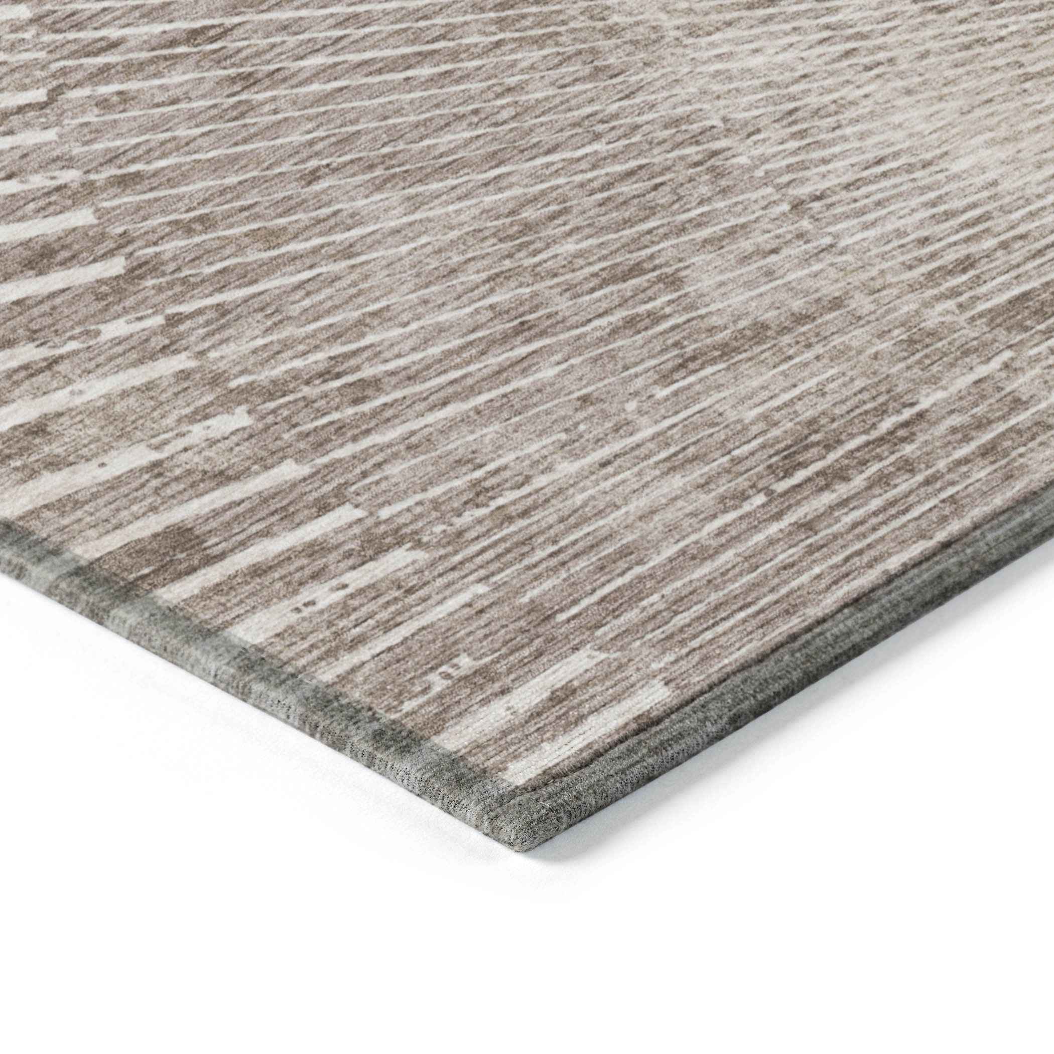 10' X 14' Taupe and Ivory Abstract Washable Non Skid Indoor Outdoor Area Rug