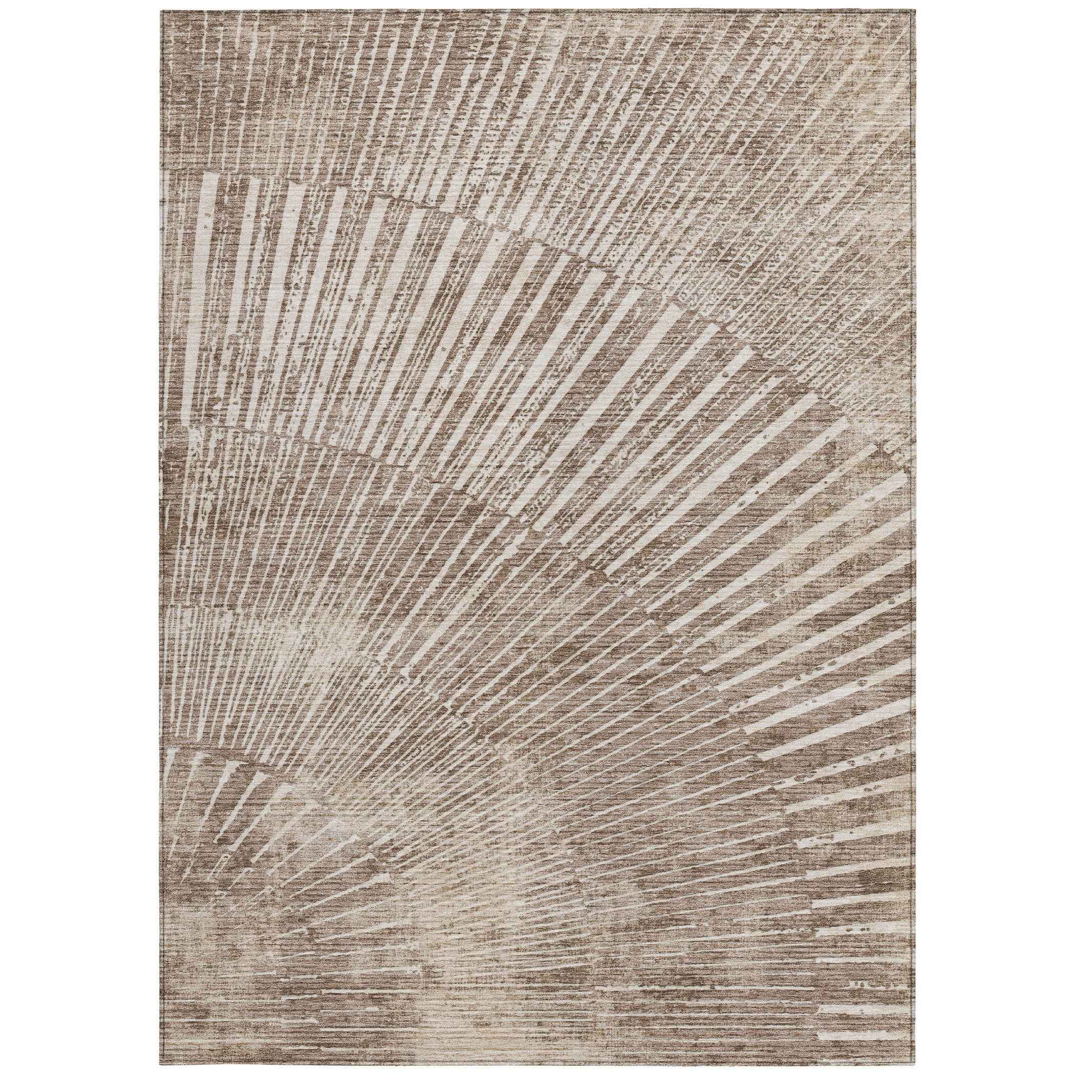 10' X 14' Taupe and Ivory Abstract Washable Non Skid Indoor Outdoor Area Rug