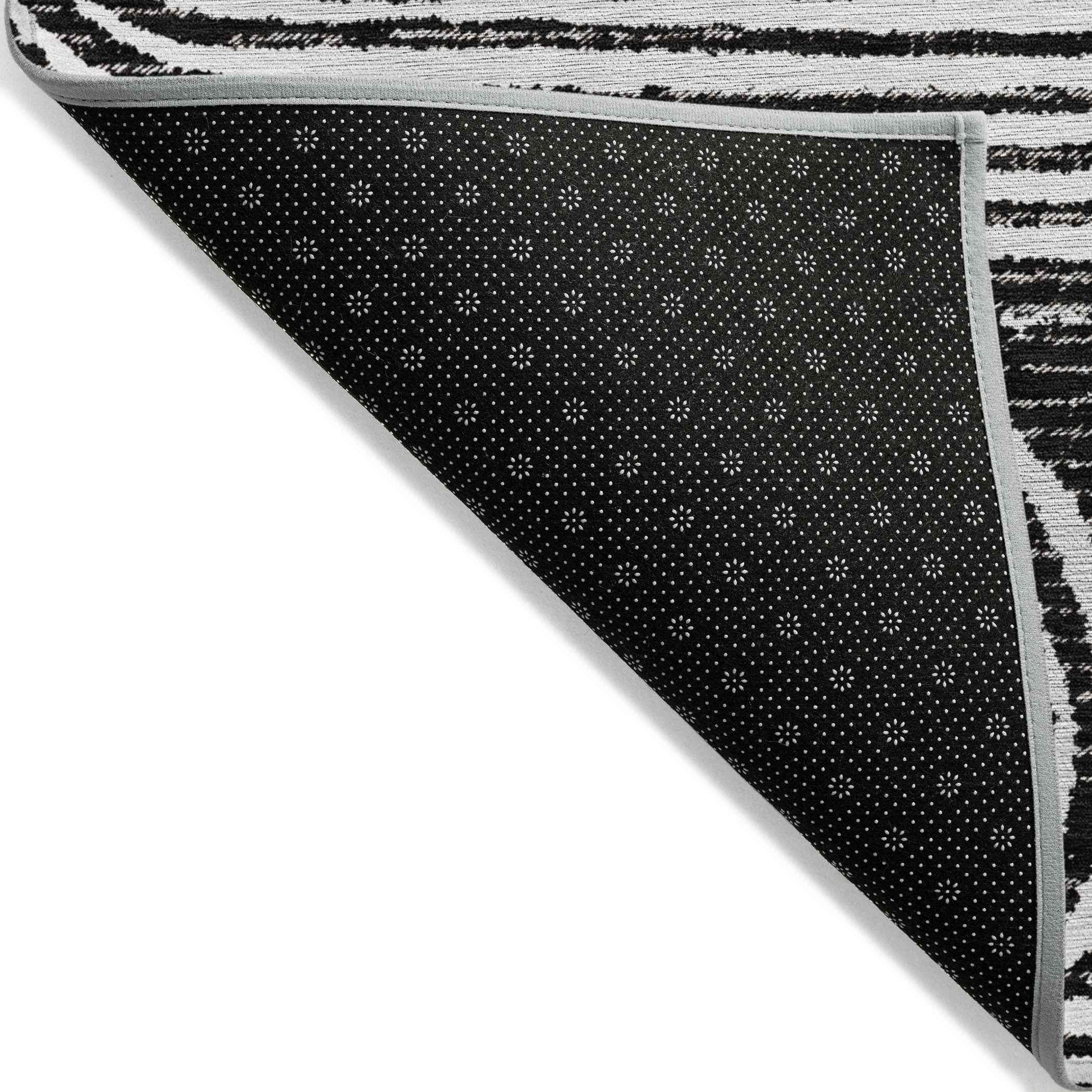 10' X 14' Black And White Abstract Washable Indoor Outdoor Area Rug