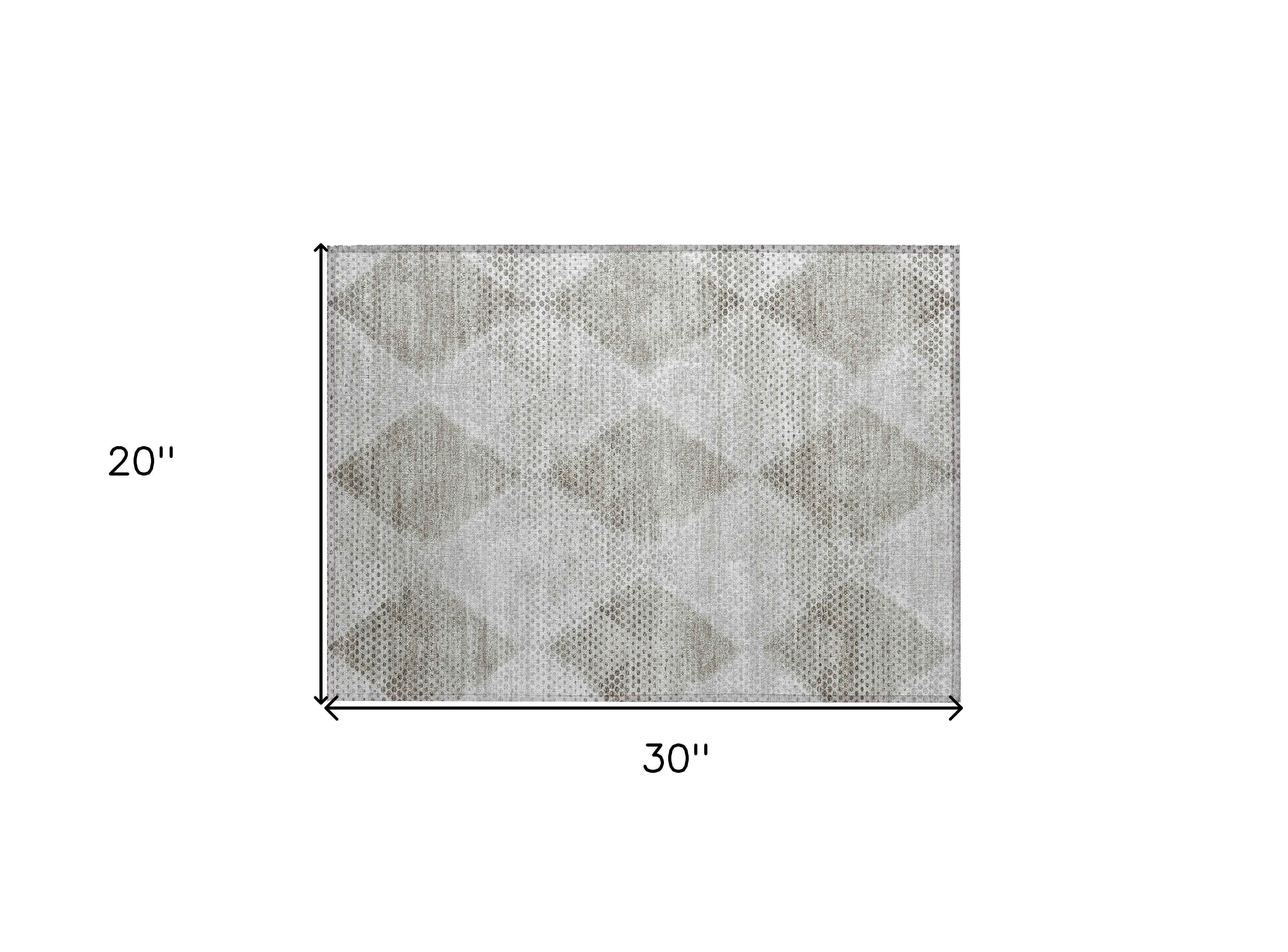 2' X 3' Gray Geometric Washable Non Skid Indoor Outdoor Area Rug
