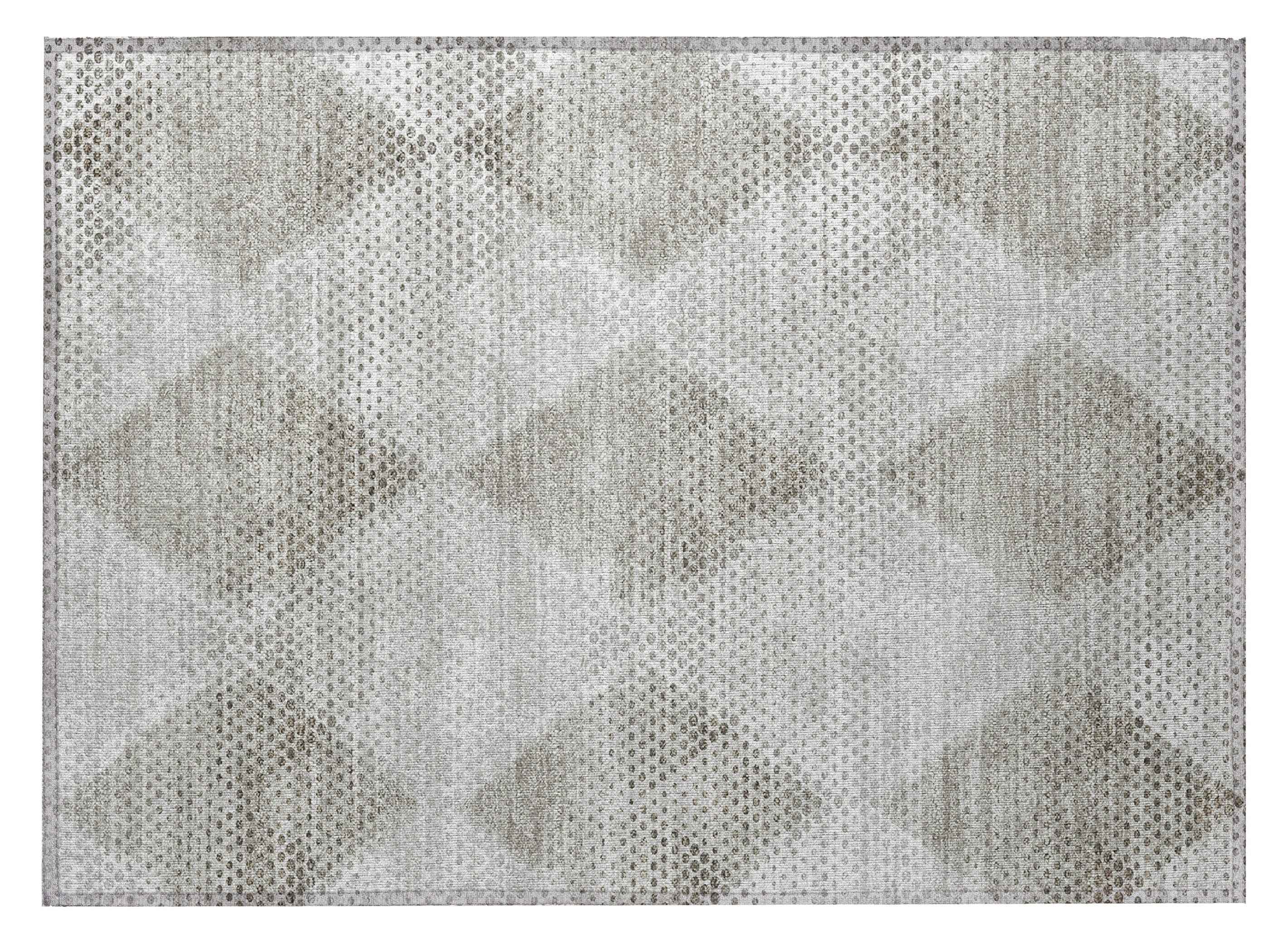 2' X 3' Gray Geometric Washable Non Skid Indoor Outdoor Area Rug