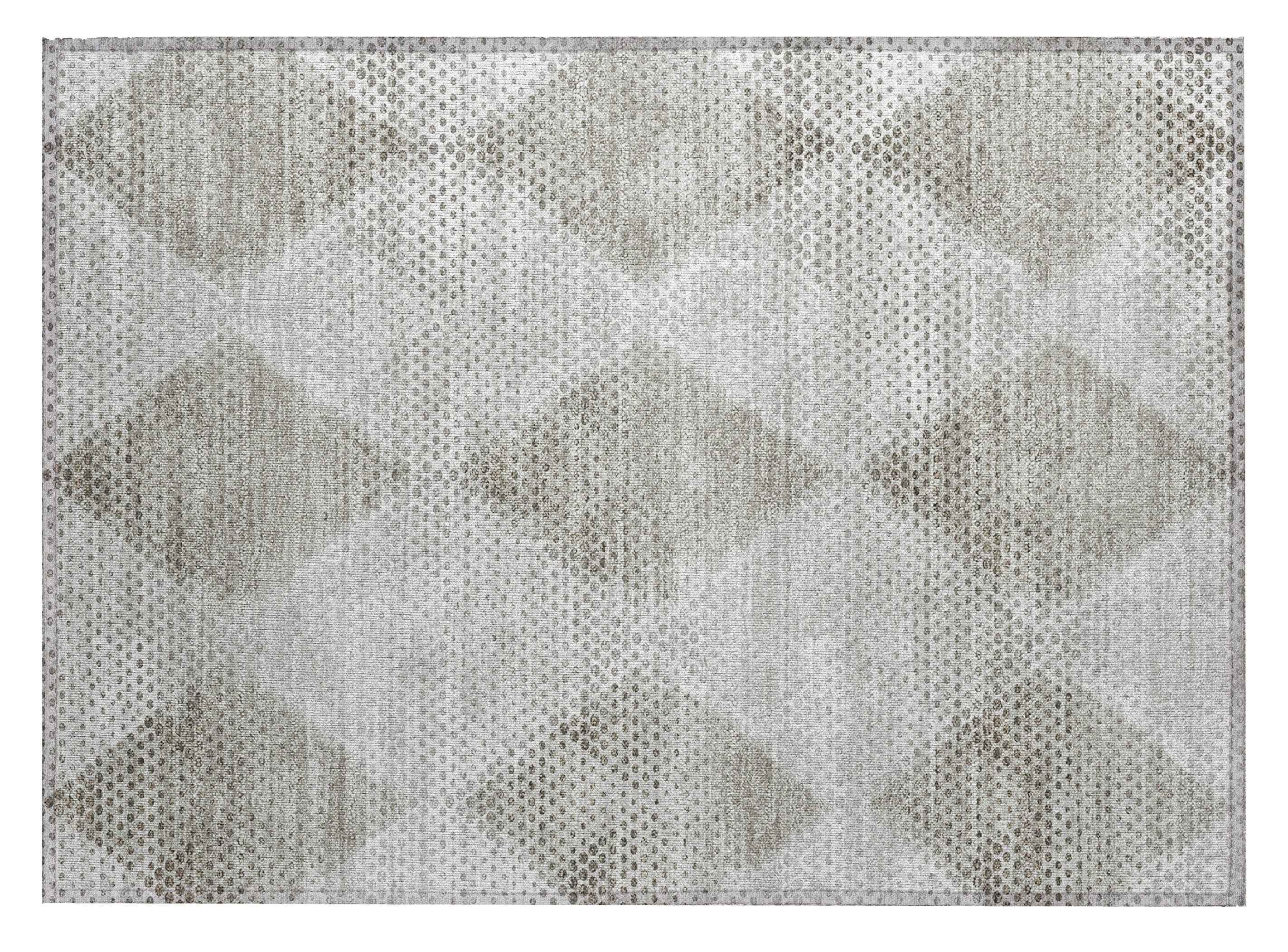 2' X 3' Gray Geometric Washable Non Skid Indoor Outdoor Area Rug