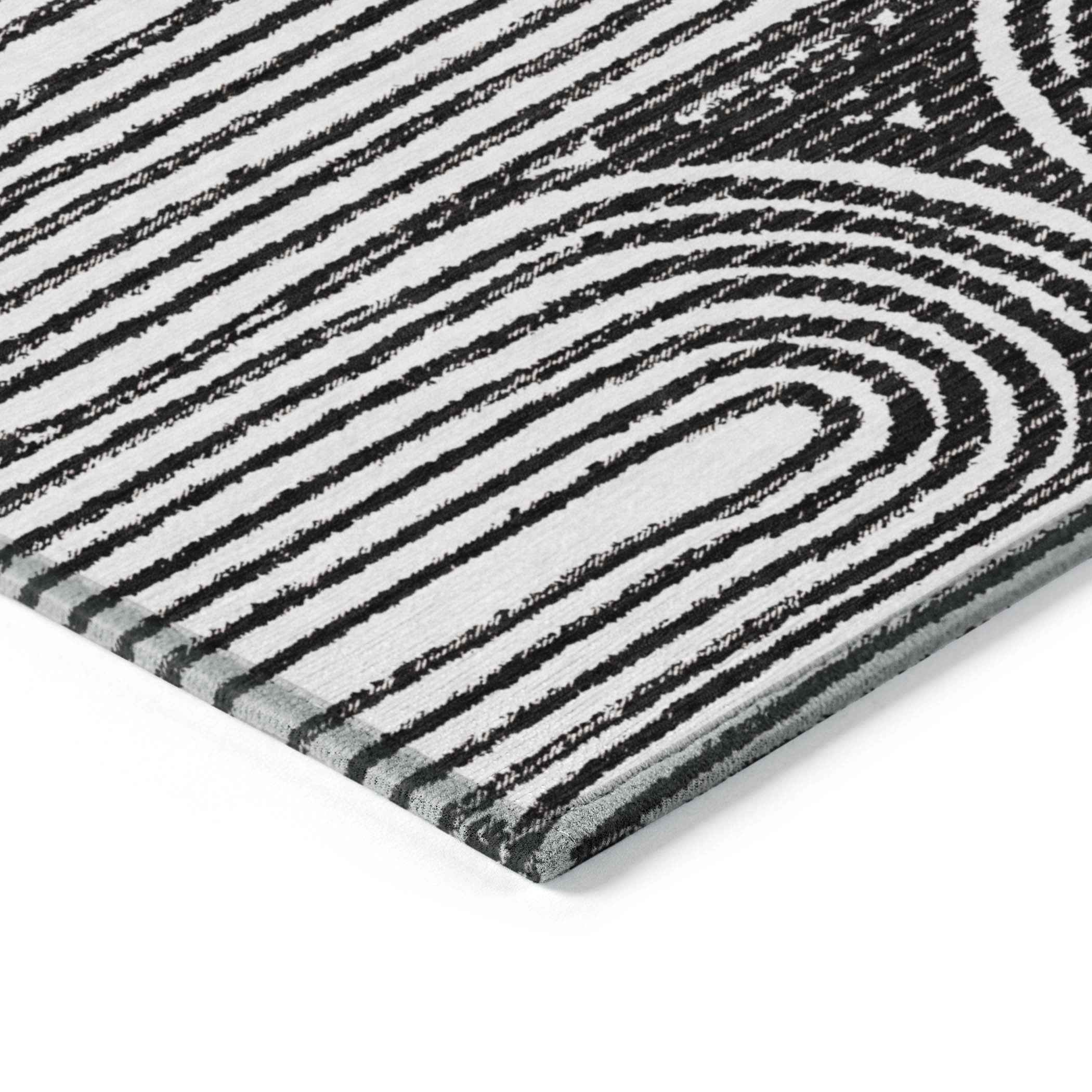 5' X 8' Black and White Abstract Washable Non Skid Indoor Outdoor Area Rug