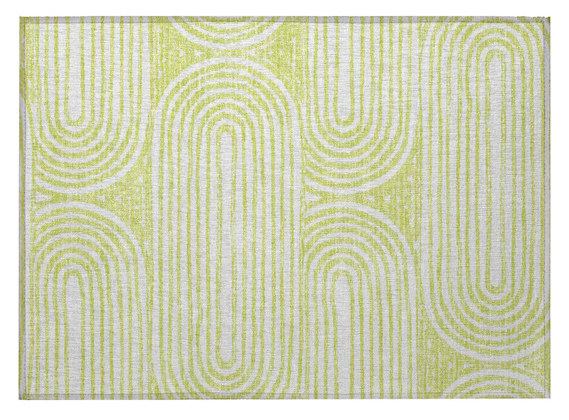 2' X 3' Green and White Abstract Washable Non Skid Indoor Outdoor Area Rug