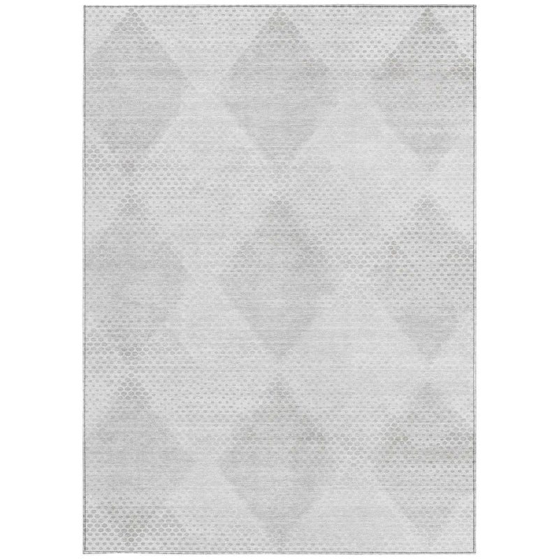 5' X 8' Ivory Geometric Washable Non Skid Indoor Outdoor Area Rug