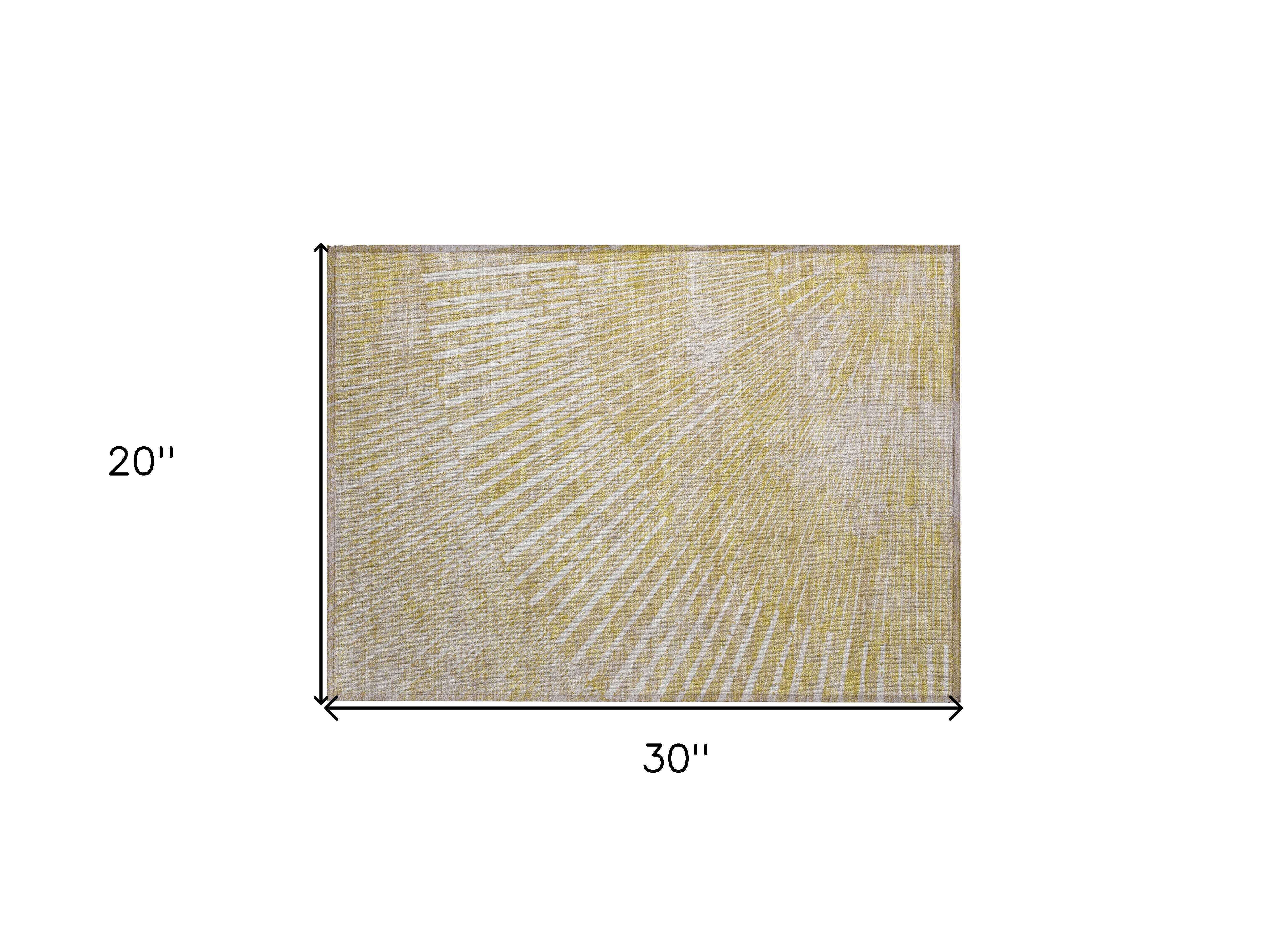 2' X 3' Wheat Abstract Washable Non Skid Indoor Outdoor Area Rug