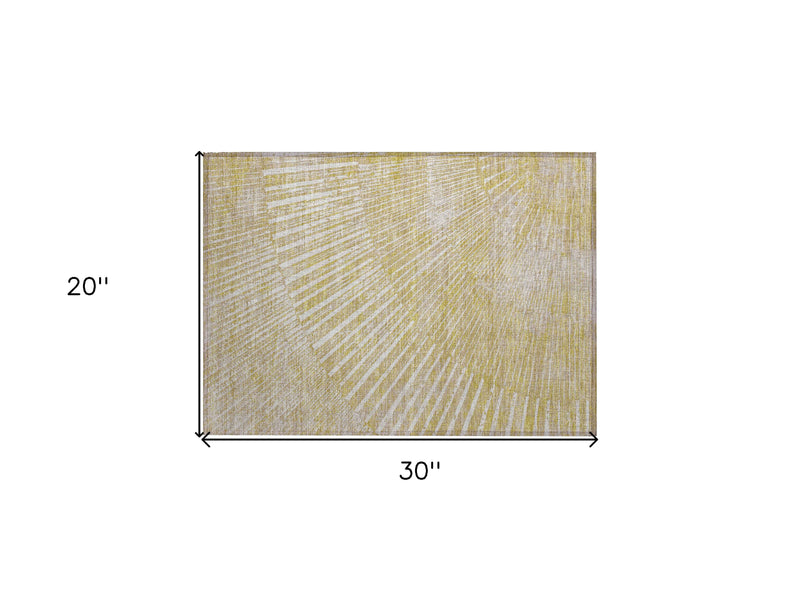 2' X 3' Wheat Abstract Washable Non Skid Indoor Outdoor Area Rug