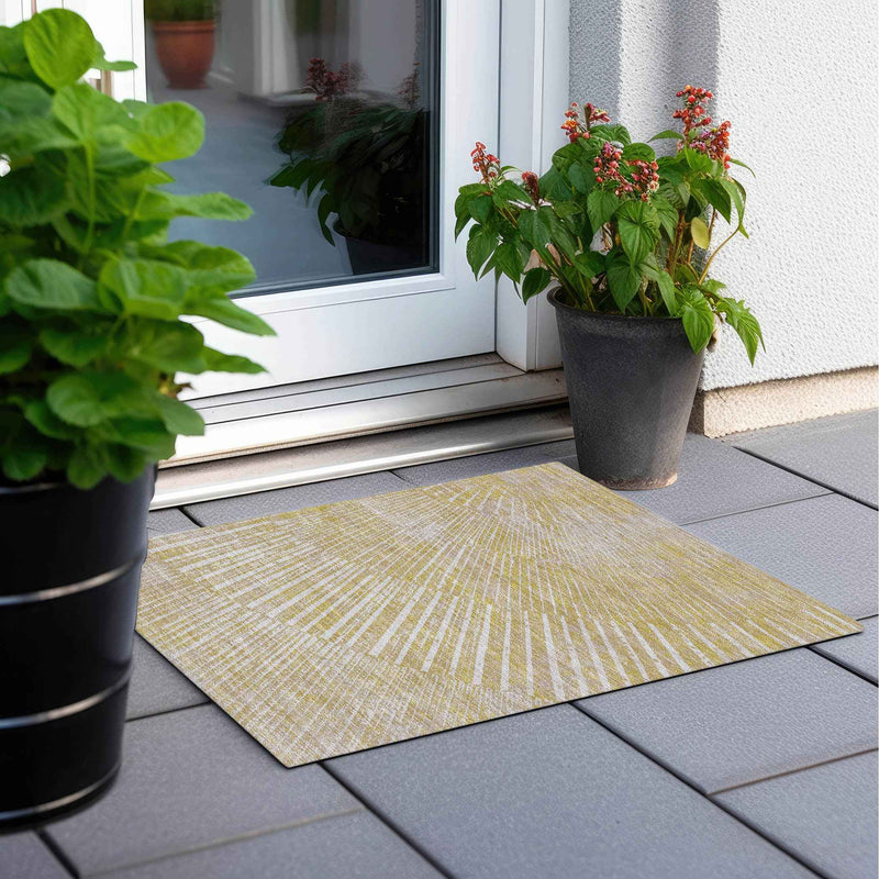2' X 3' Wheat Abstract Washable Non Skid Indoor Outdoor Area Rug
