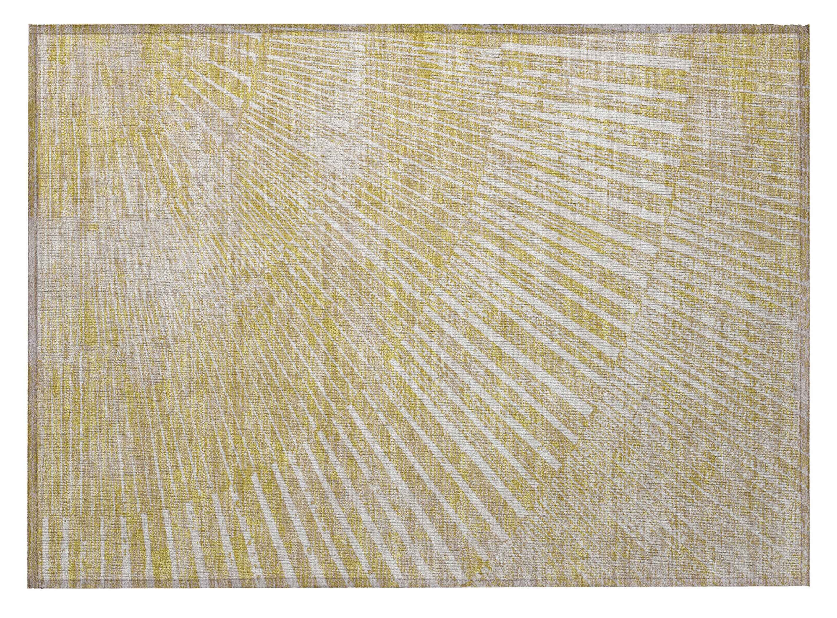 2' X 3' Wheat Abstract Washable Non Skid Indoor Outdoor Area Rug