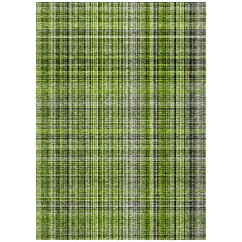 3' X 5' Green Plaid Washable Non Skid Indoor Outdoor Area Rug