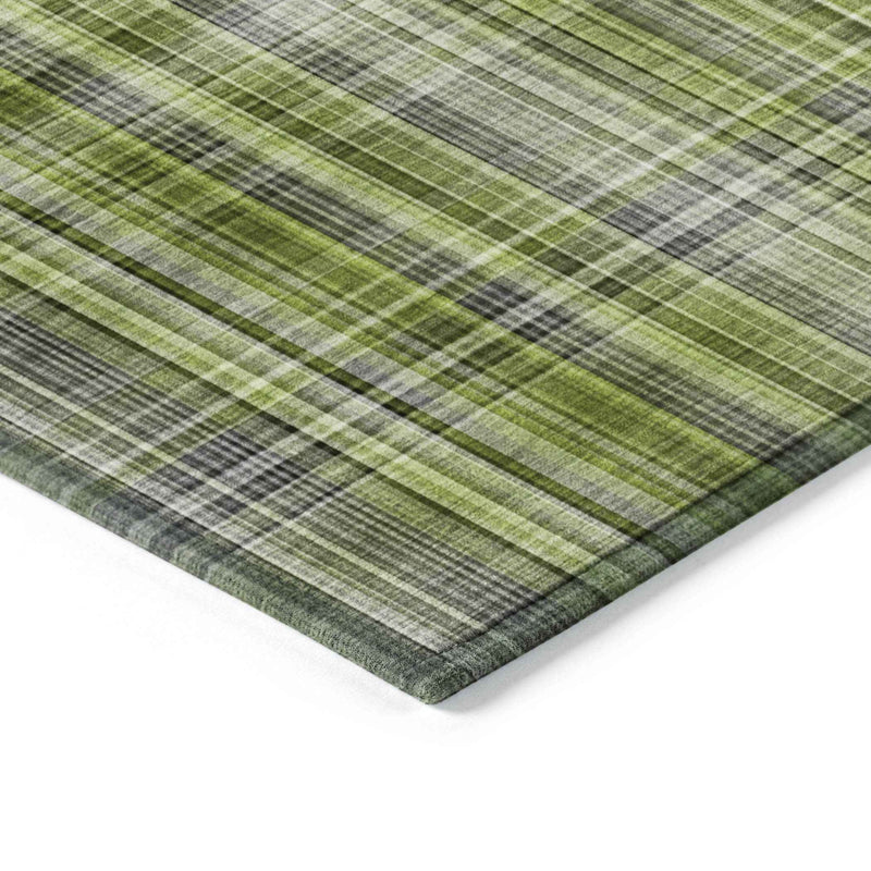 3' X 5' Green Plaid Washable Non Skid Indoor Outdoor Area Rug