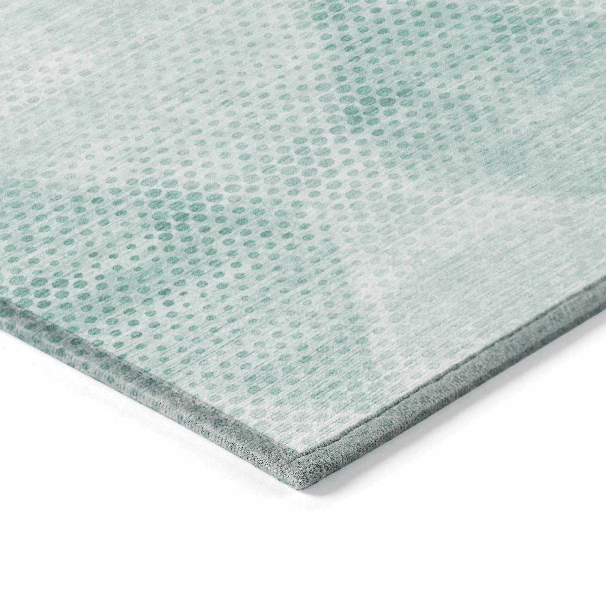 8' X 10' Teal Geometric Washable Non Skid Indoor Outdoor Area Rug