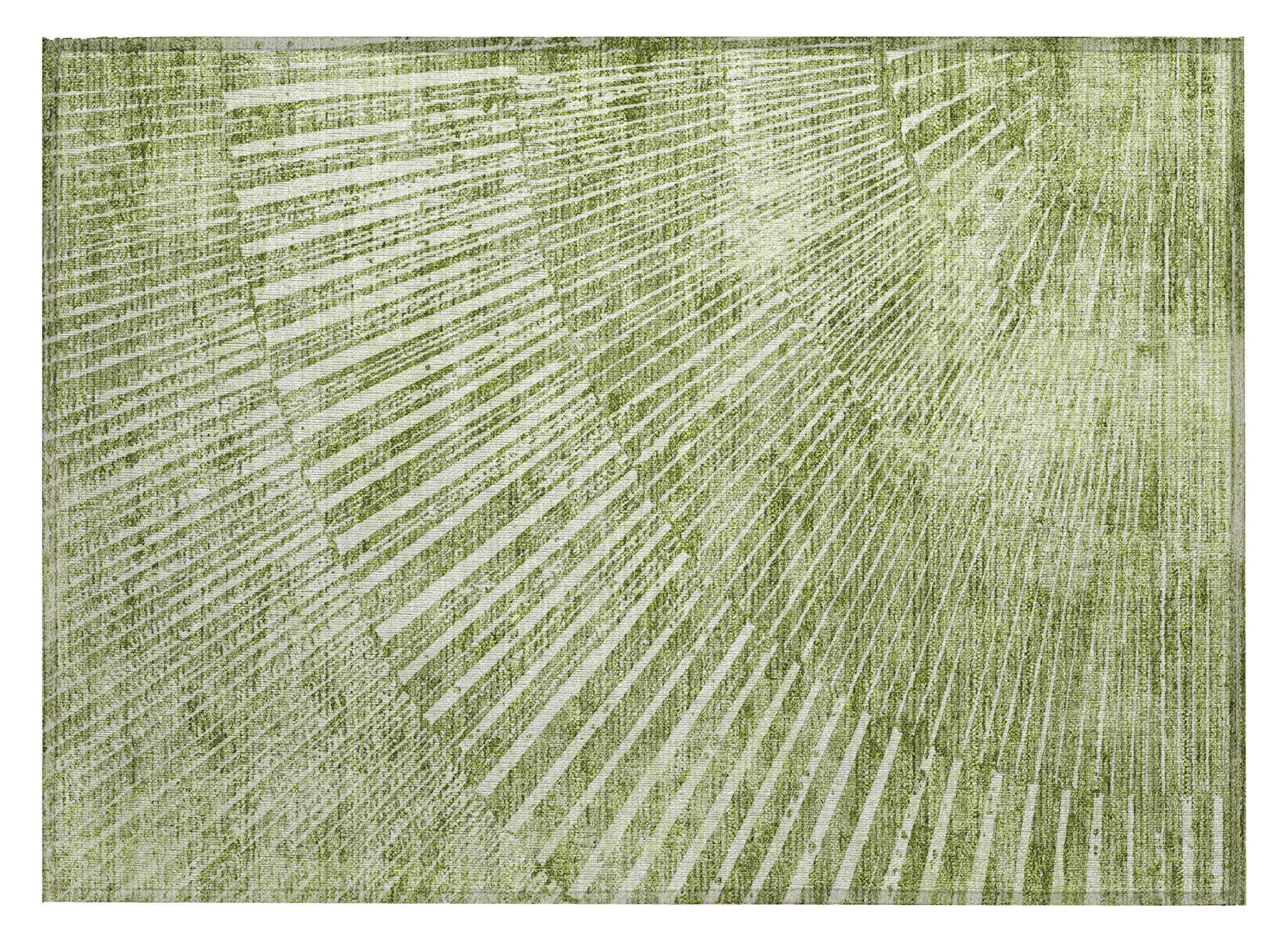 2' X 3' Sage Abstract Washable Non Skid Indoor Outdoor Area Rug