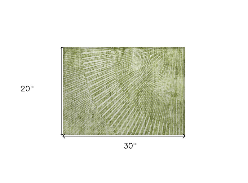 2' X 3' Sage Abstract Washable Non Skid Indoor Outdoor Area Rug
