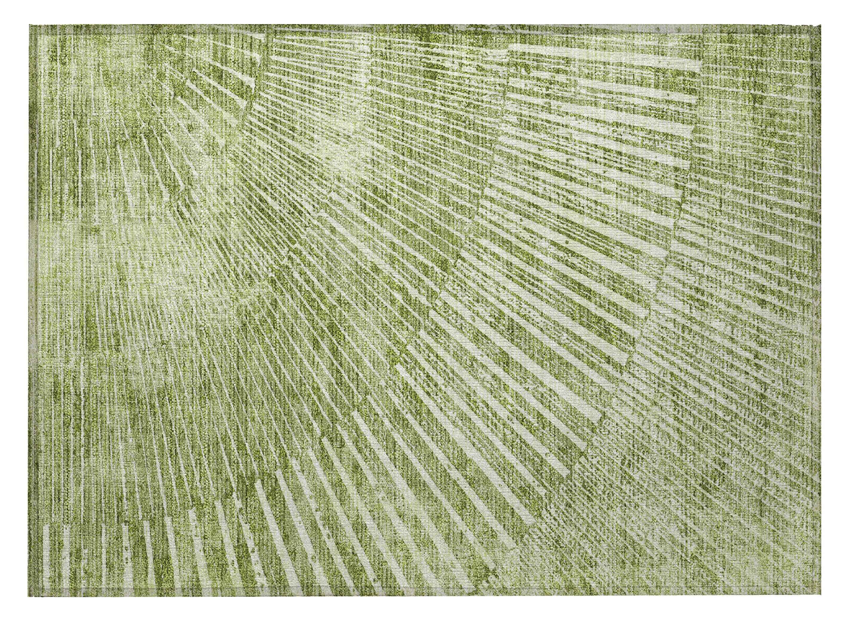 2' X 3' Sage Abstract Washable Non Skid Indoor Outdoor Area Rug