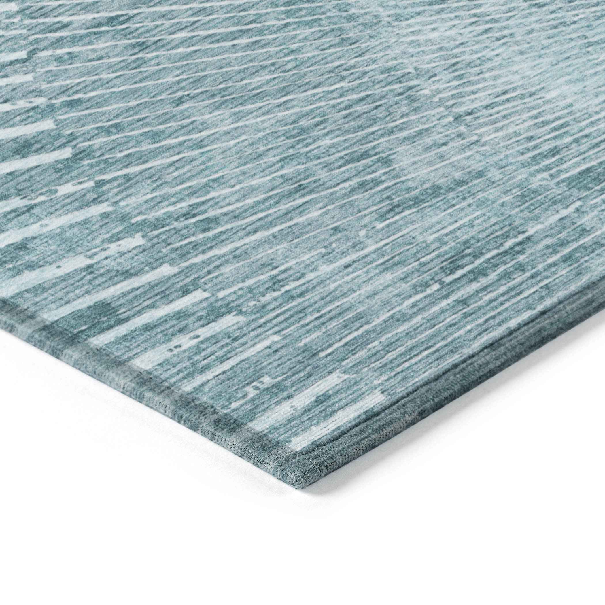 9' X 12' Teal Abstract Washable Non Skid Indoor Outdoor Area Rug