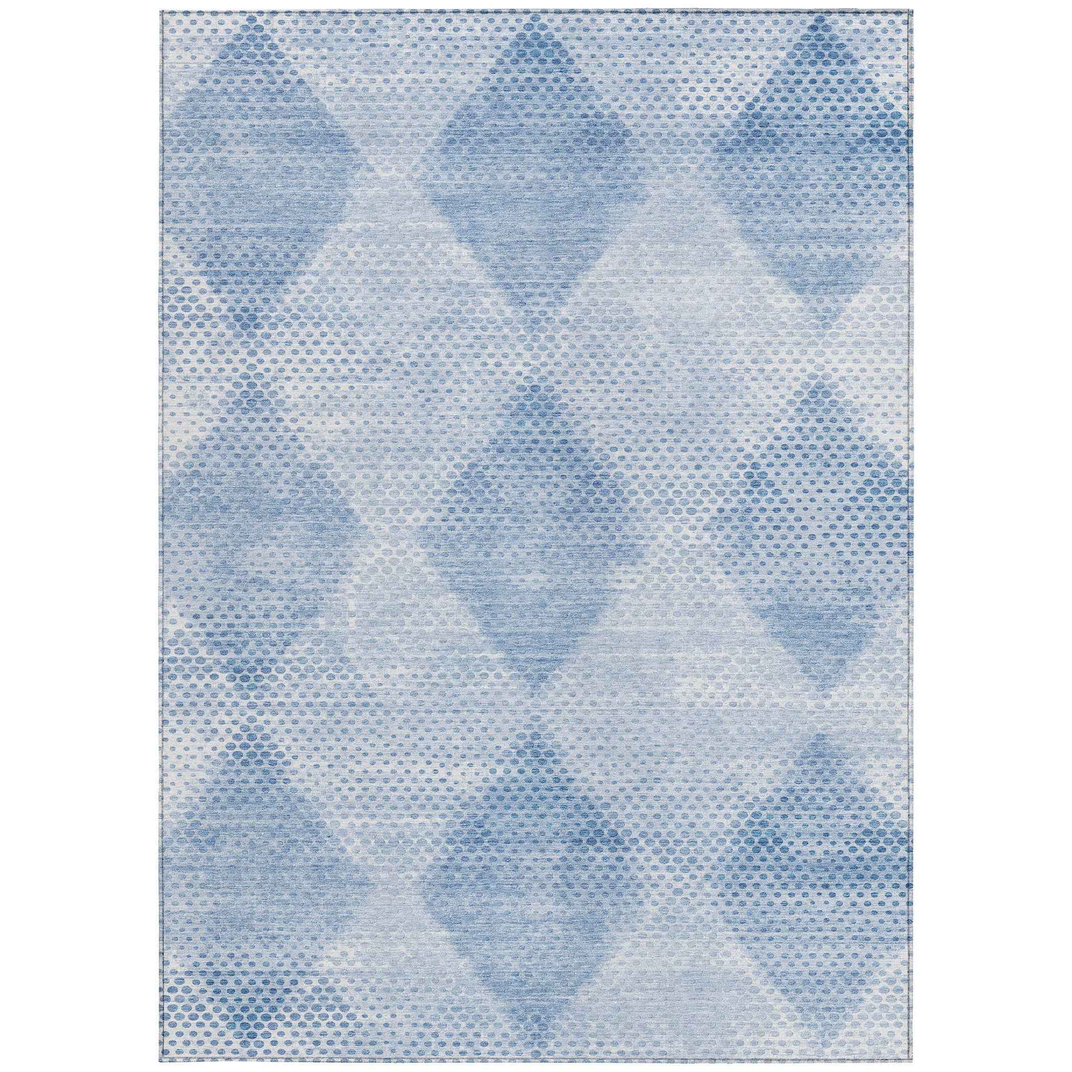 8' X 10' Blue Geometric Washable Non Skid Indoor Outdoor Area Rug