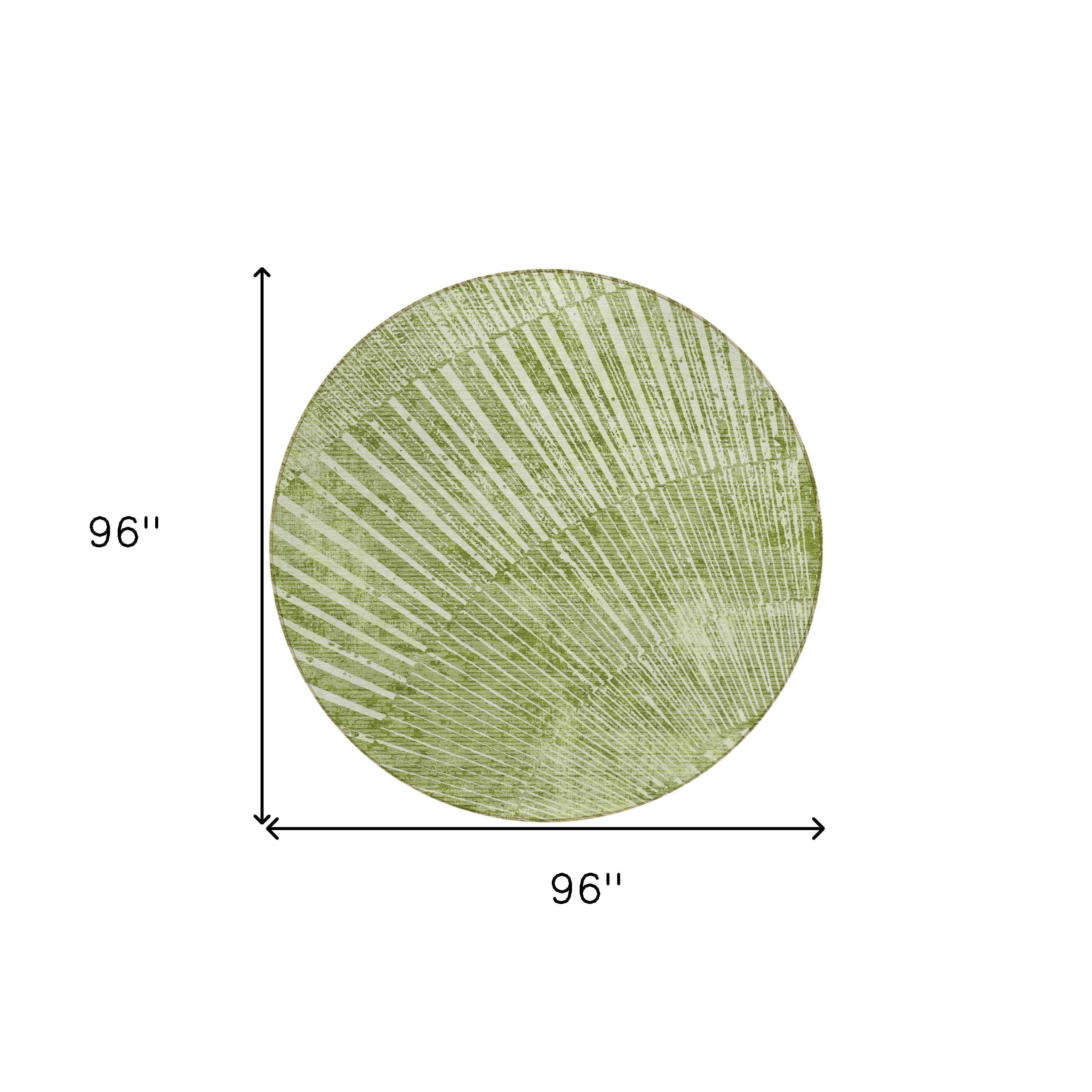 8' Round Sage Round Abstract Washable Non Skid Indoor Outdoor Area Rug