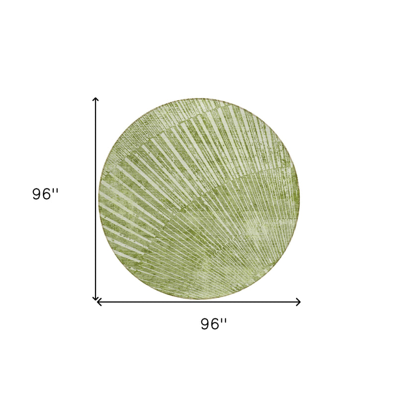 8' Round Sage Round Abstract Washable Non Skid Indoor Outdoor Area Rug