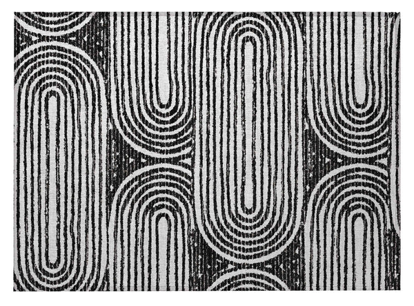 2' X 3' Black and White Abstract Washable Non Skid Indoor Outdoor Area Rug